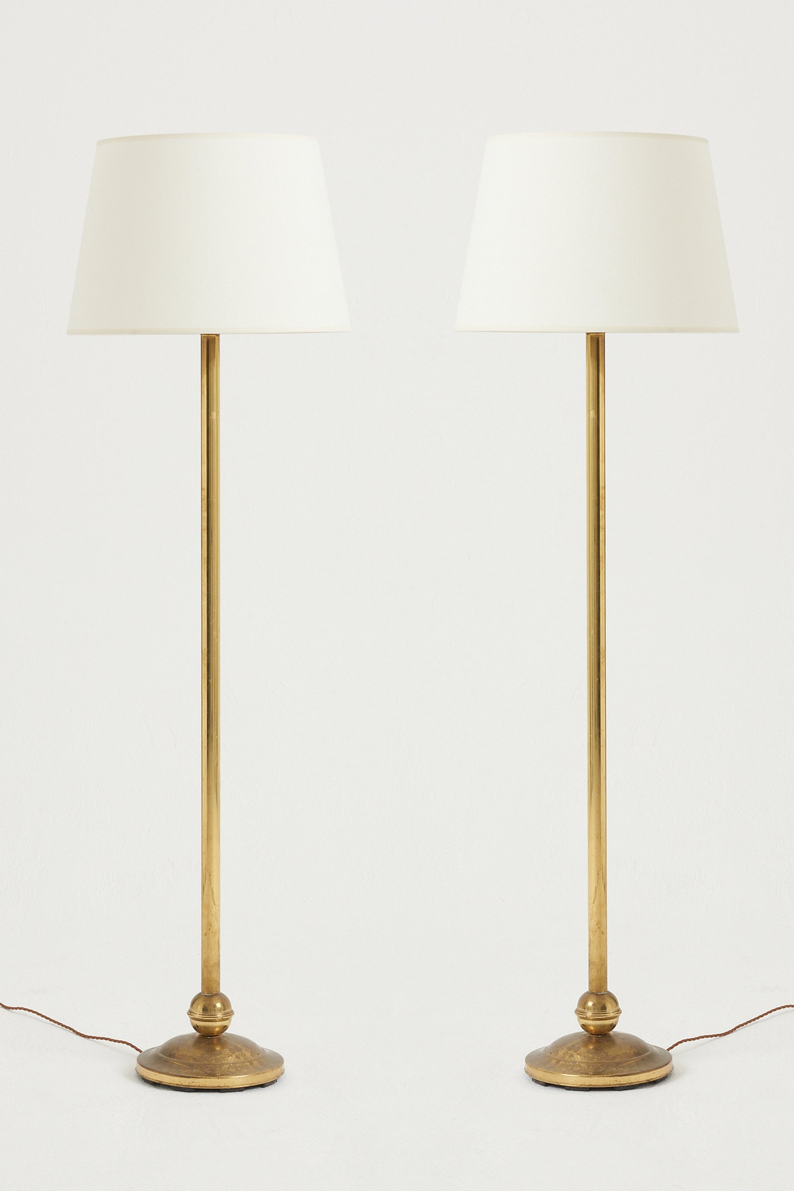 8323- Pair of Mid-Century Brass Floor Lamps