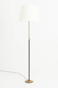 8326- Black Leather and Brass Floor lamp