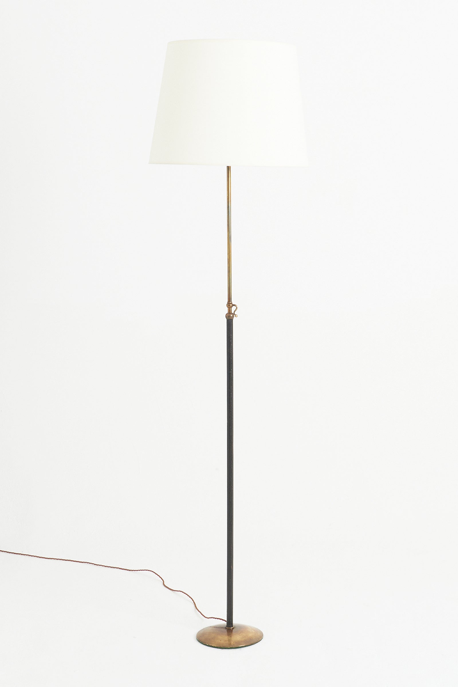 8326- Black Leather and Brass Floor lamp