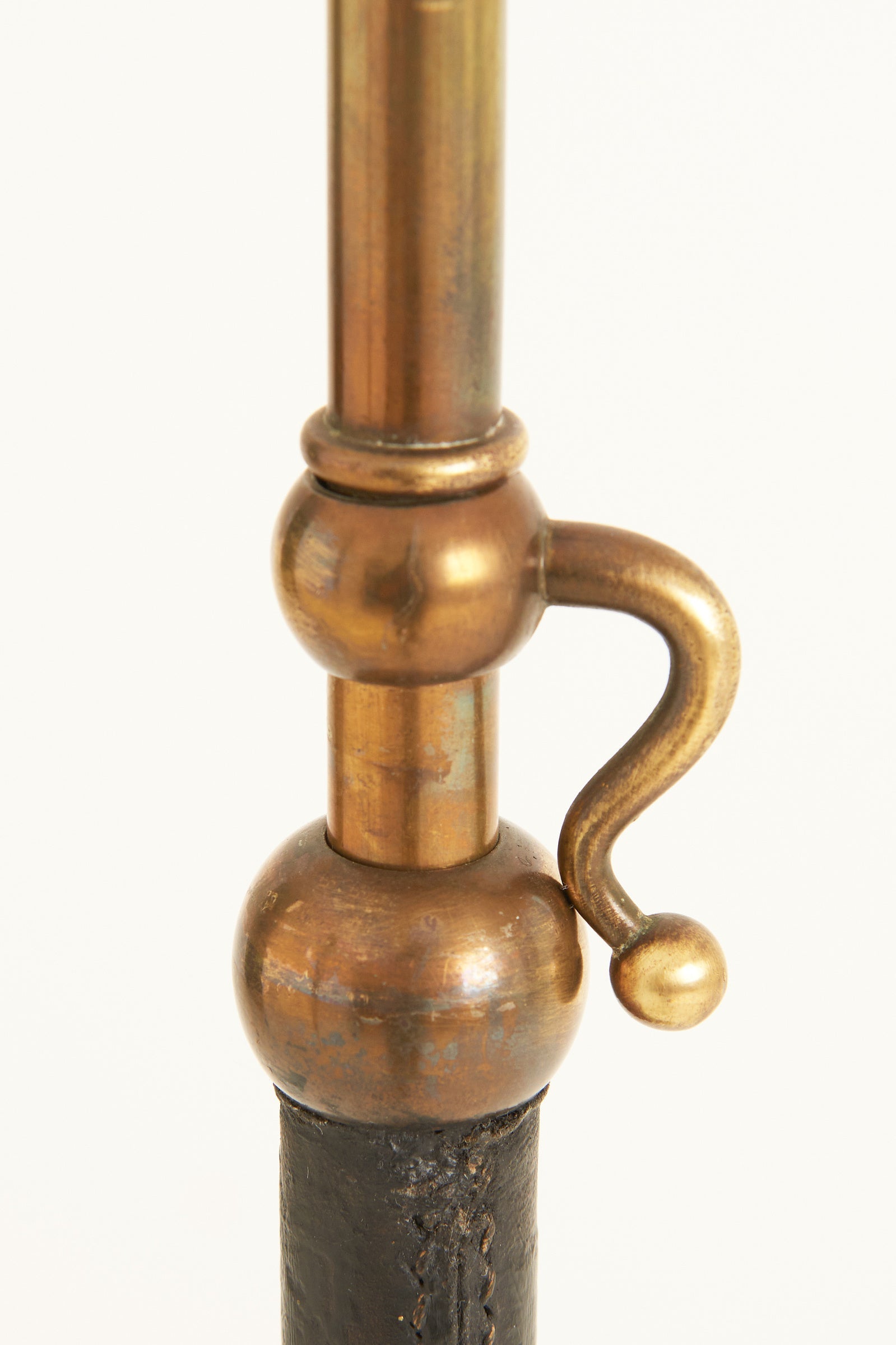 Black Leather and Brass Floor lamp