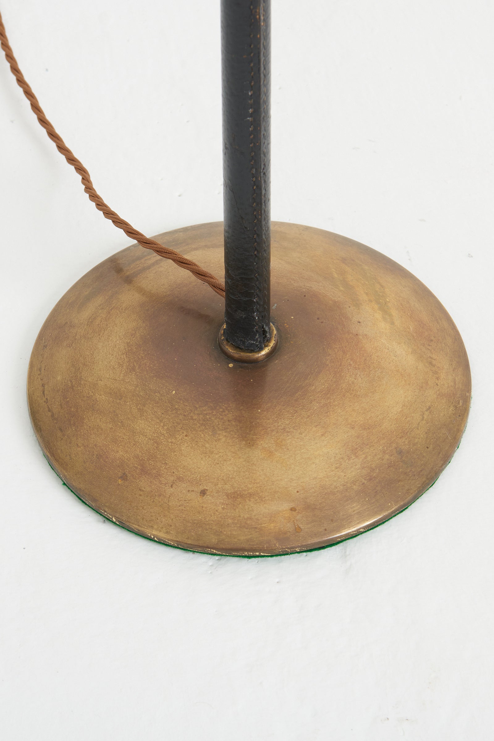 Black Leather and Brass Floor lamp