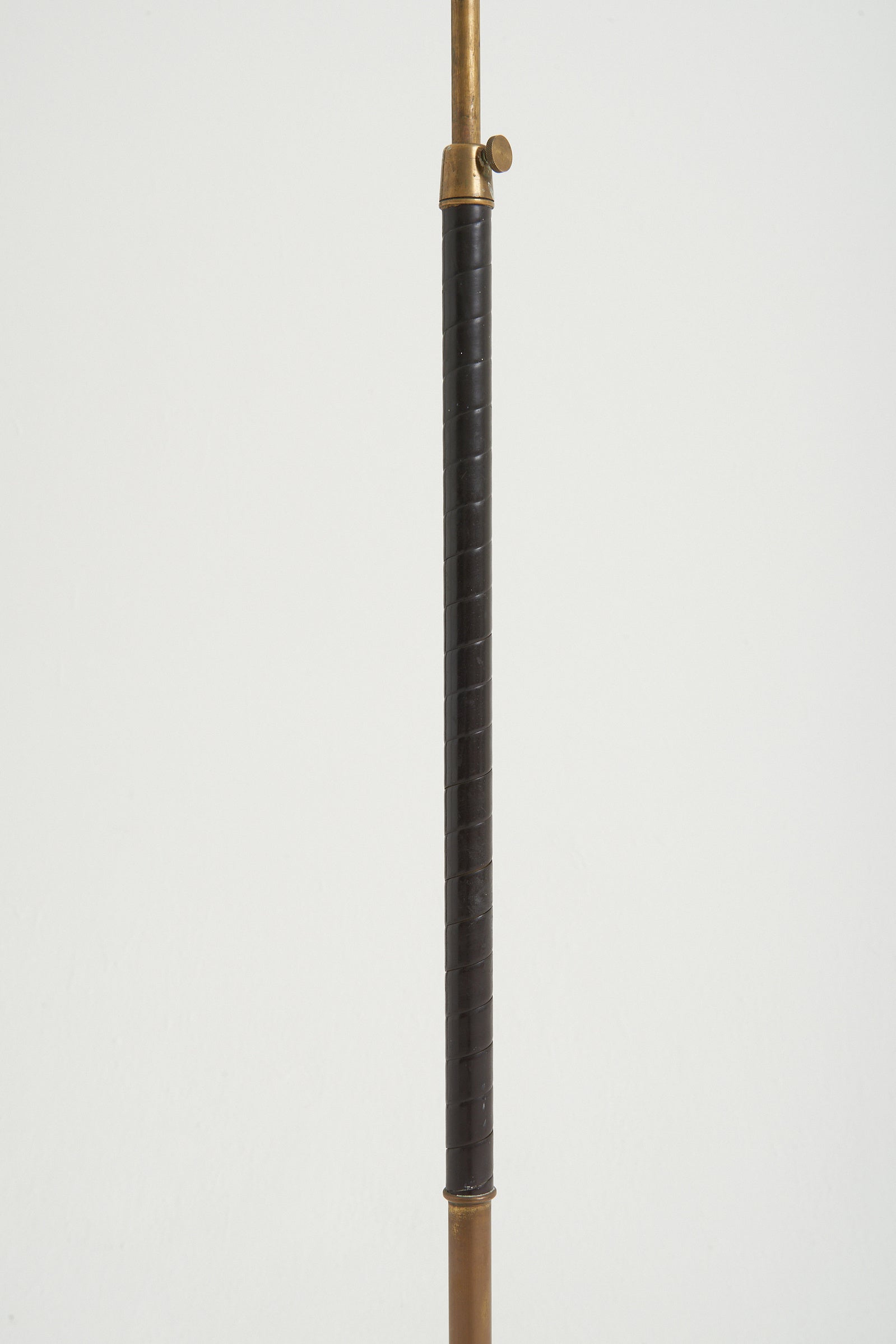 Brass and Black Leather Floor Lamp