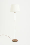 8328- Brass and Black Leather Floor Lamp