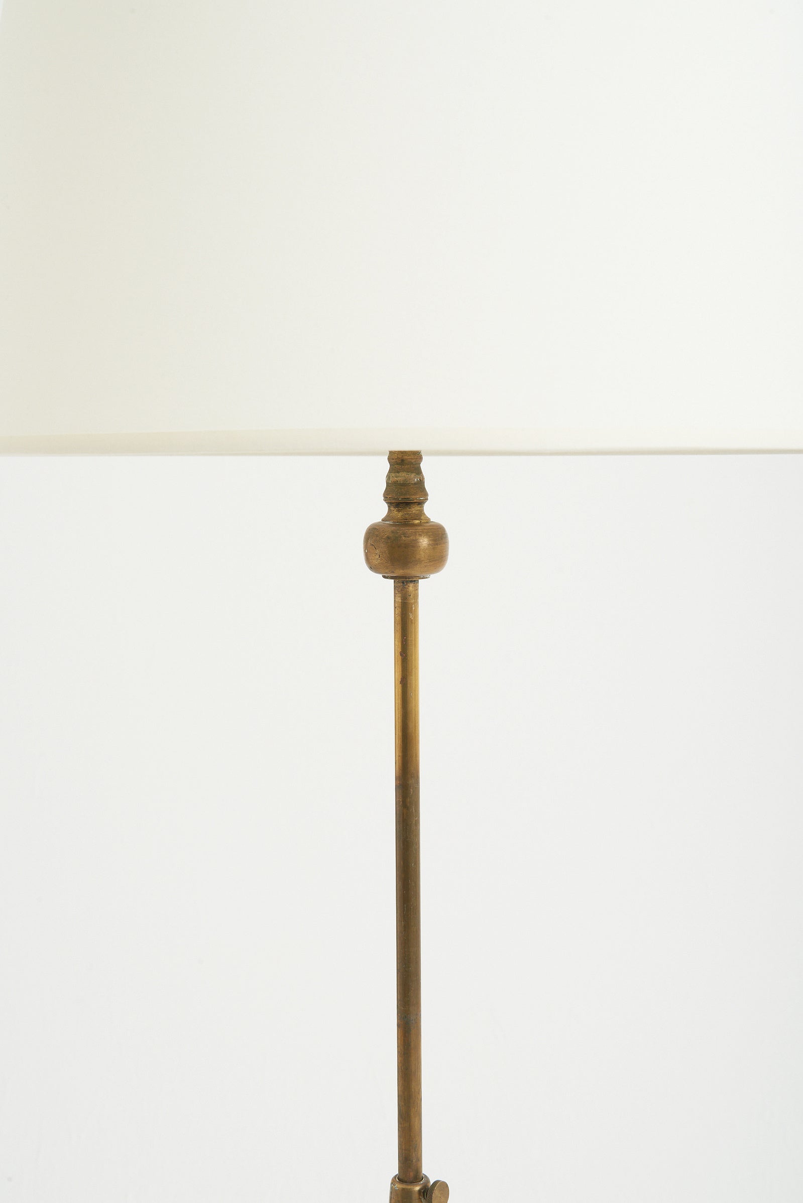 Brass and Black Leather Floor Lamp