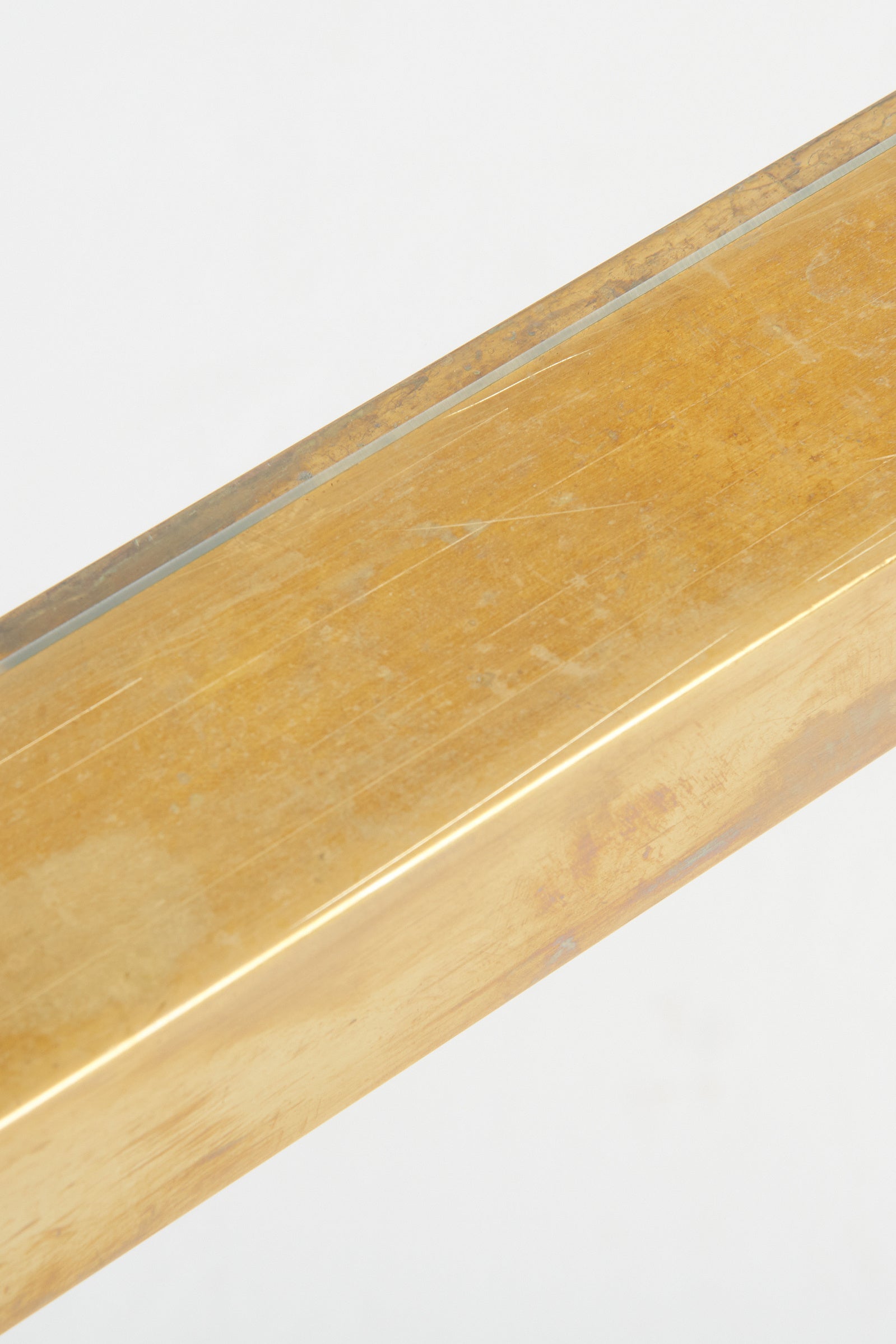 Midcentury Brass and Glass Top Console Table