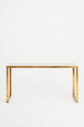 8339- Midcentury Brass and Glass Top Console Table