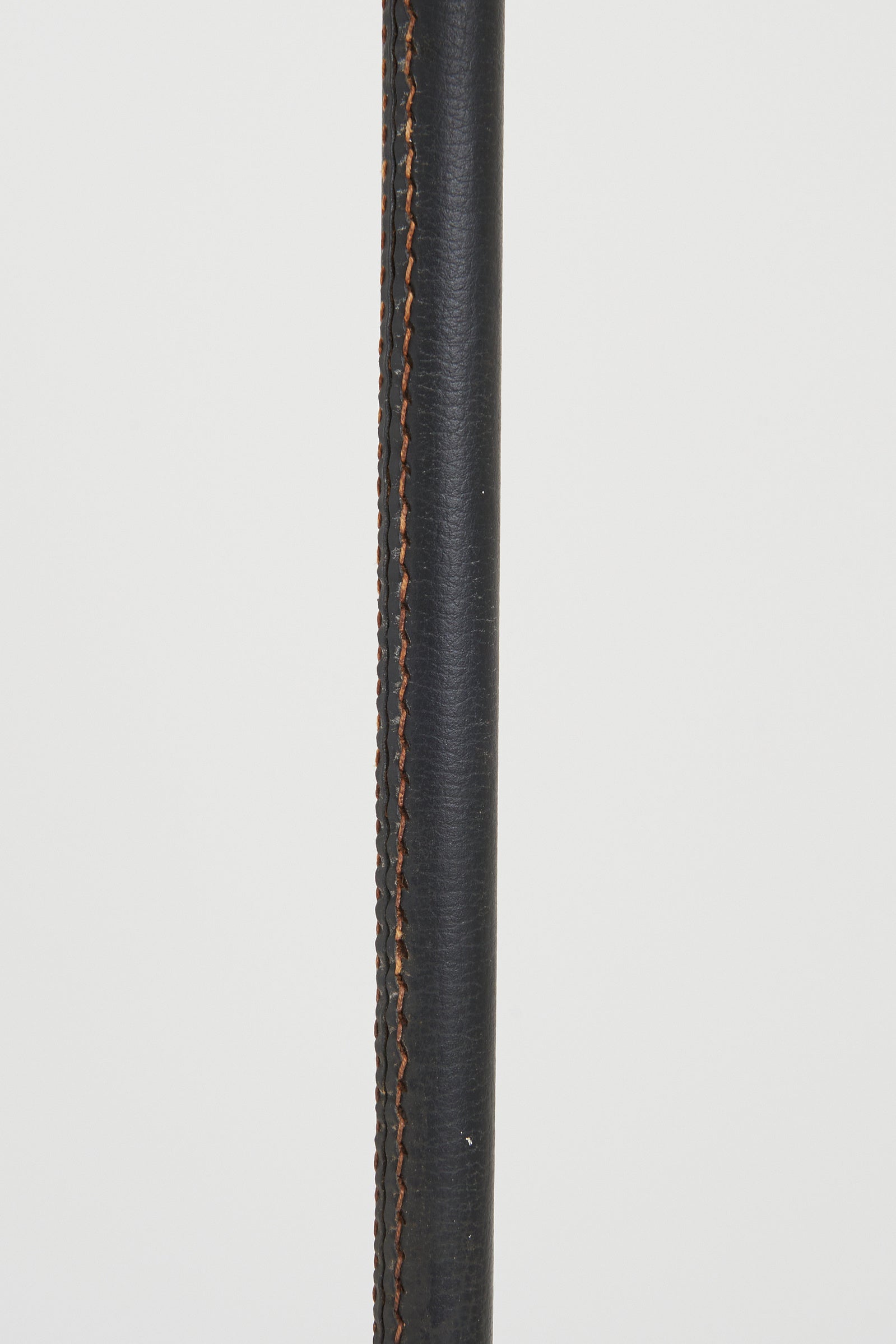 Brass and Black Leather Floor Lamp