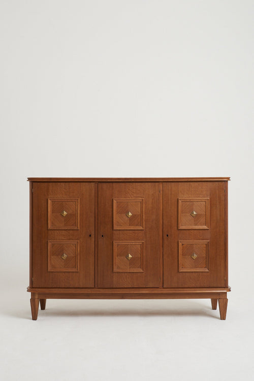 8345- Art Deco Oak and Brass Sideboard