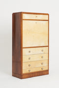 8349- Art Deco Walnut and Velum Secretaire Cabinet