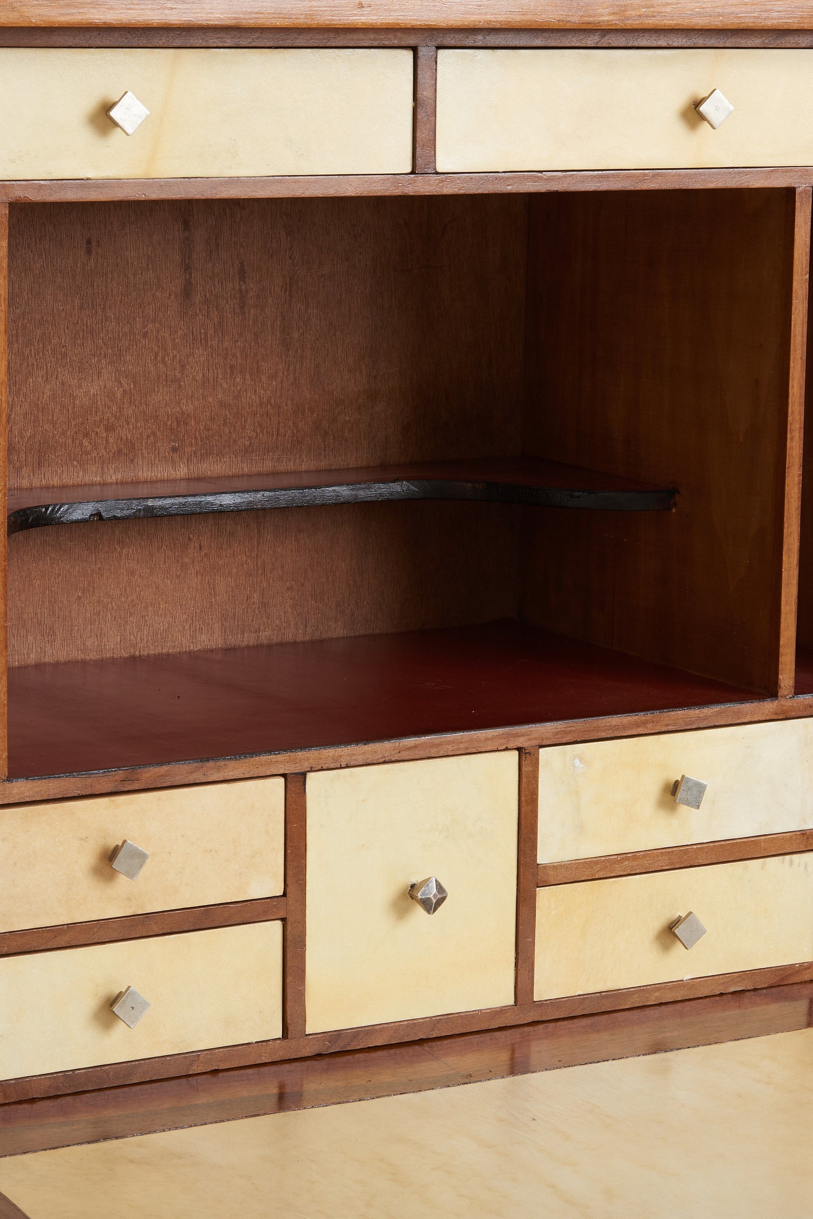 Art Deco Walnut and Velum Secretaire Cabinet