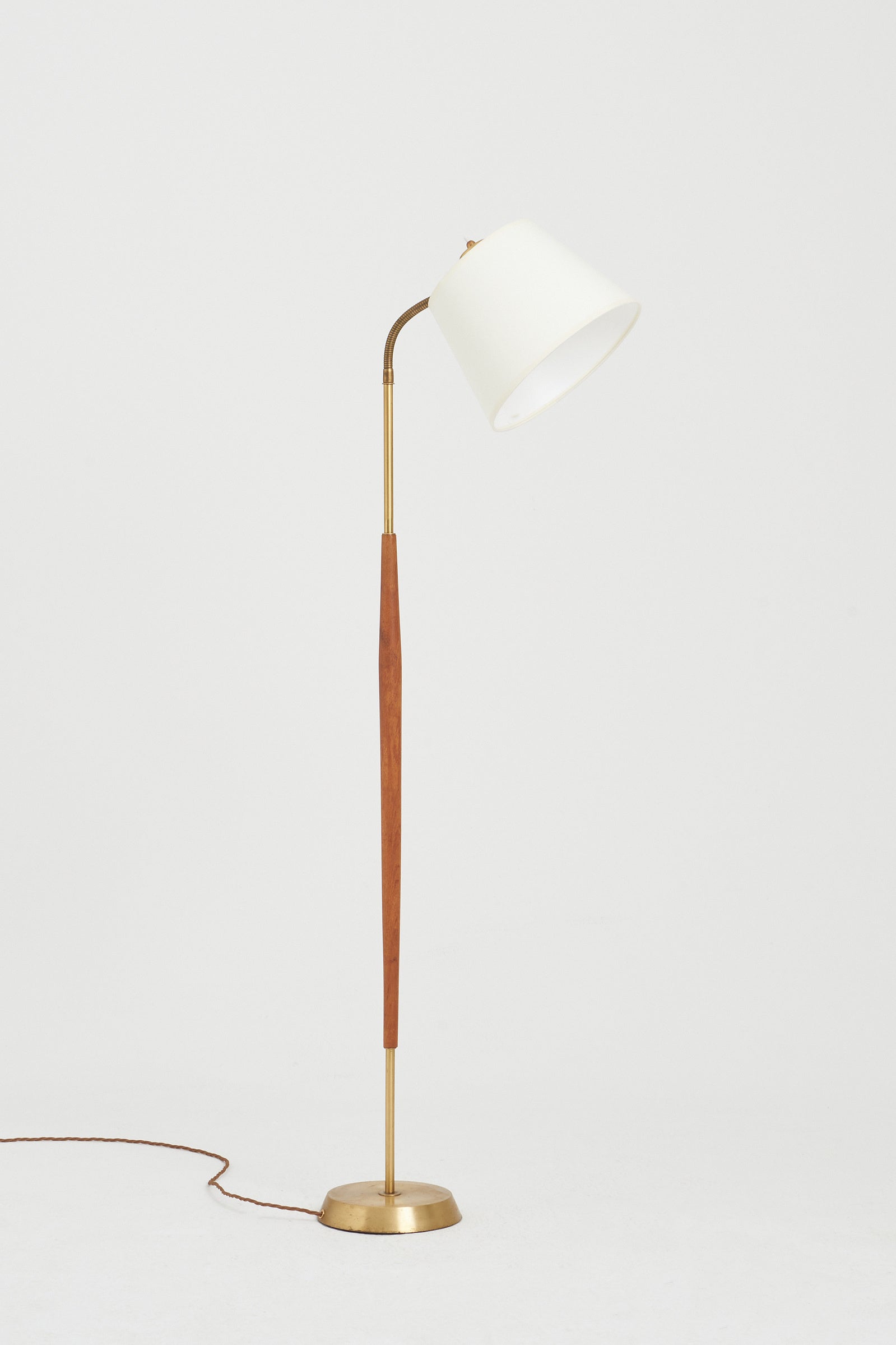 8363- Brass and Teak Reading Floor Lamp