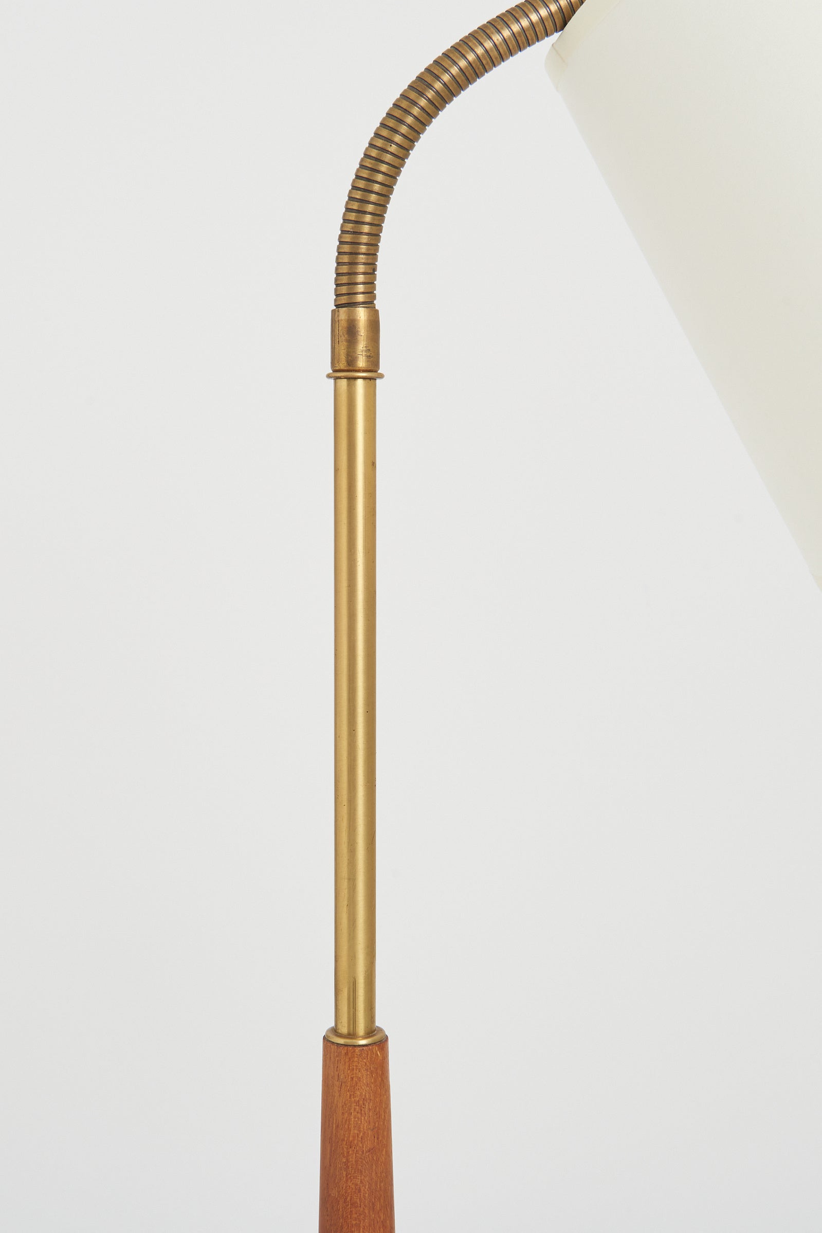 Brass and Teak Reading Floor Lamp