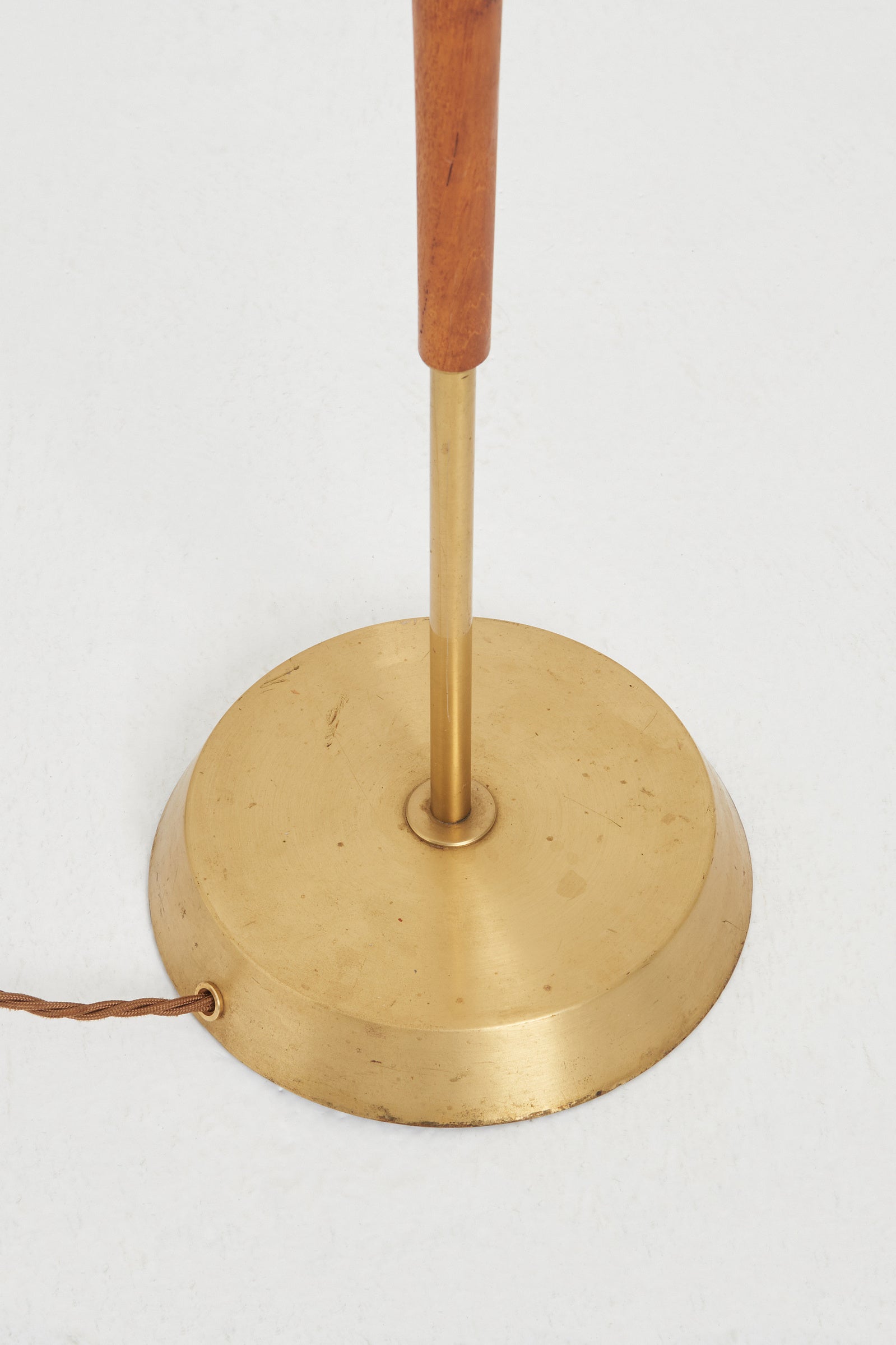 Brass and Teak Reading Floor Lamp