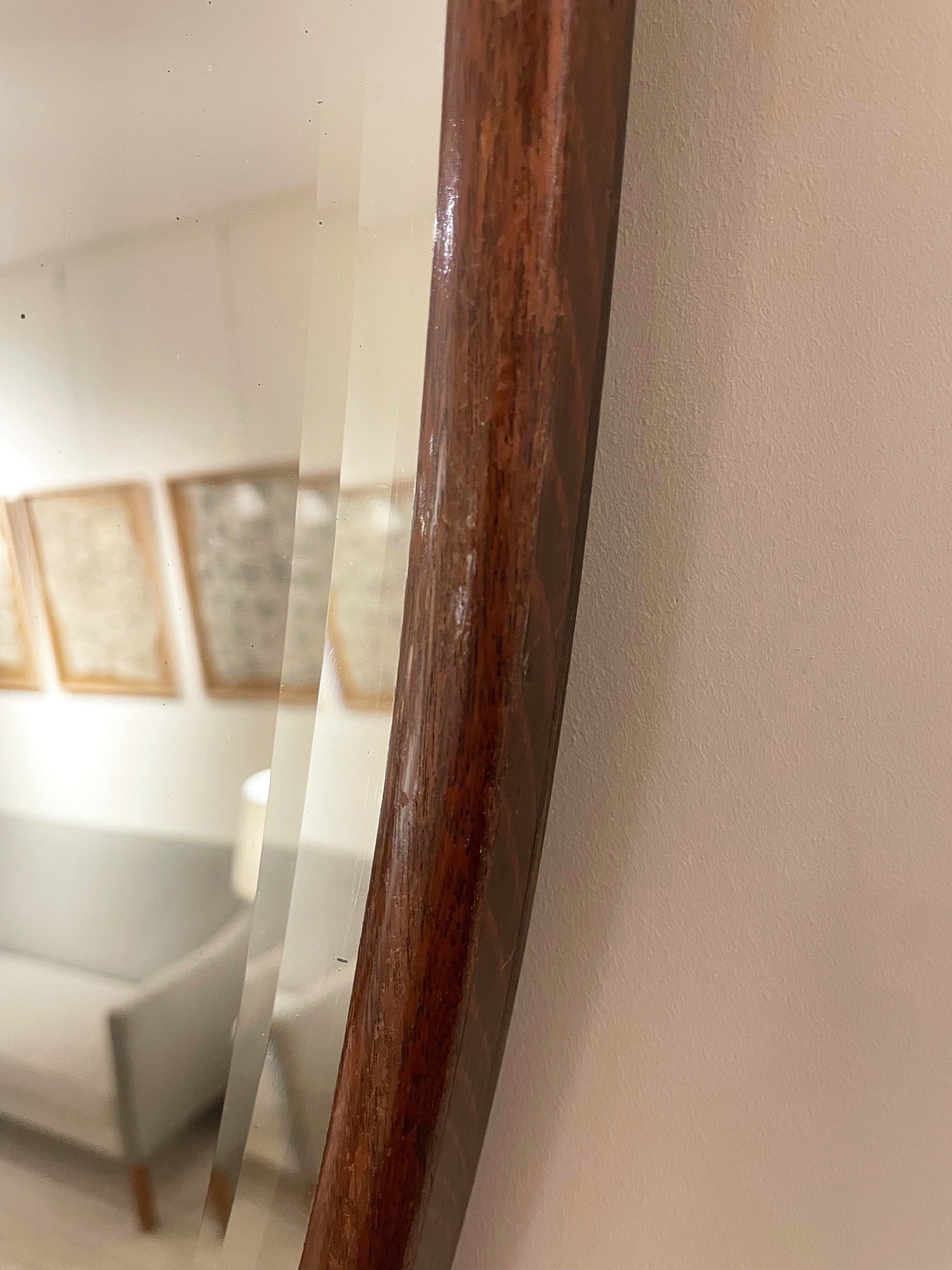 1920s Oak Shield Mirror