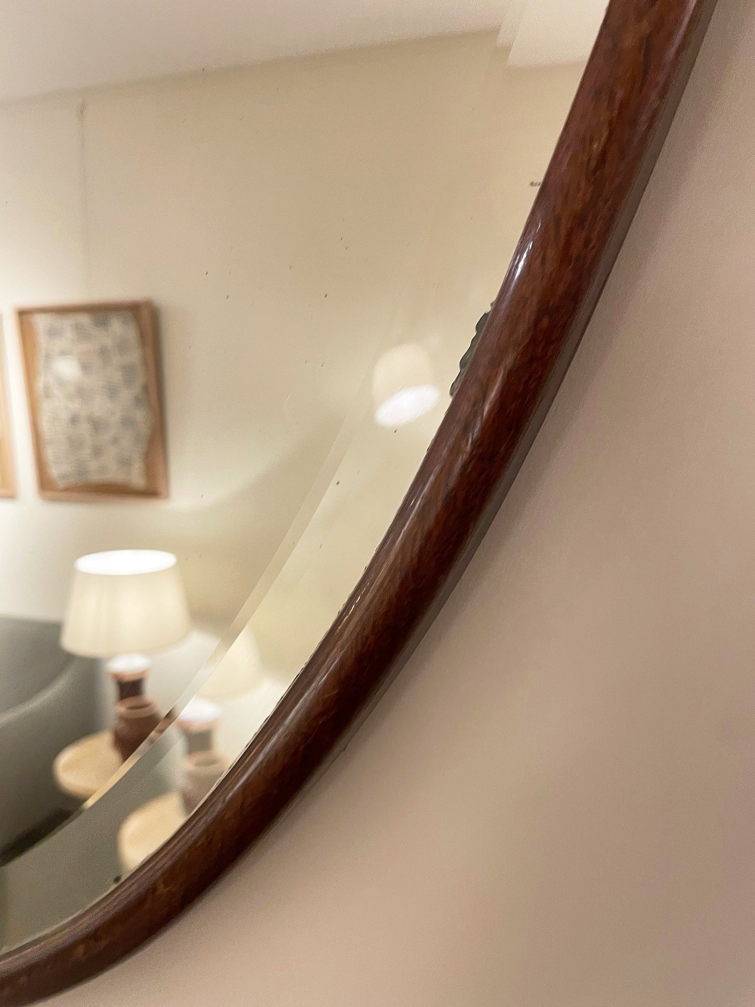 1920s Oak Shield Mirror