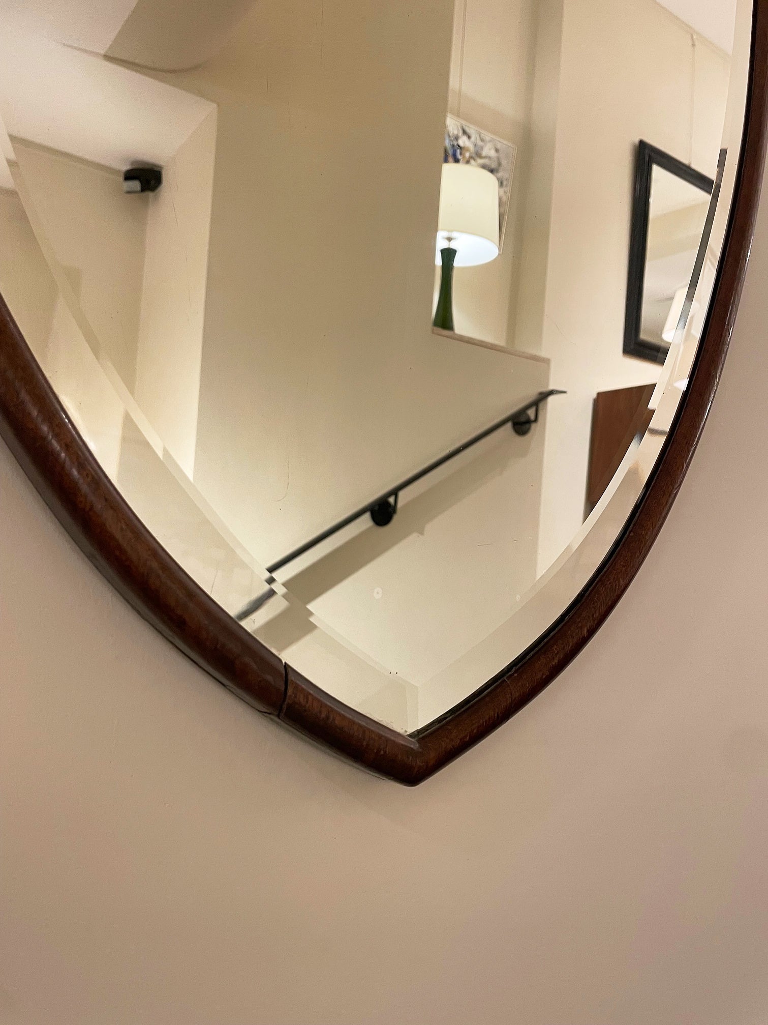 1920s Oak Shield Mirror