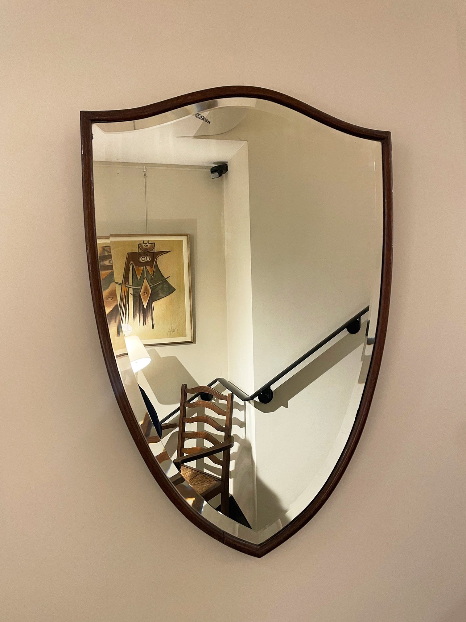 1920s Oak Shield Mirror