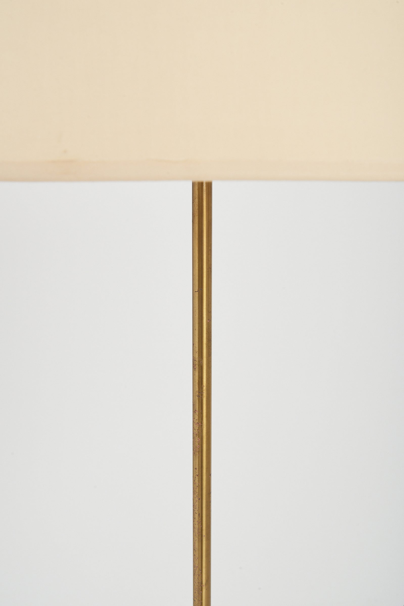 Mid-Century Brass and Faux Black Leather Floor Lamp