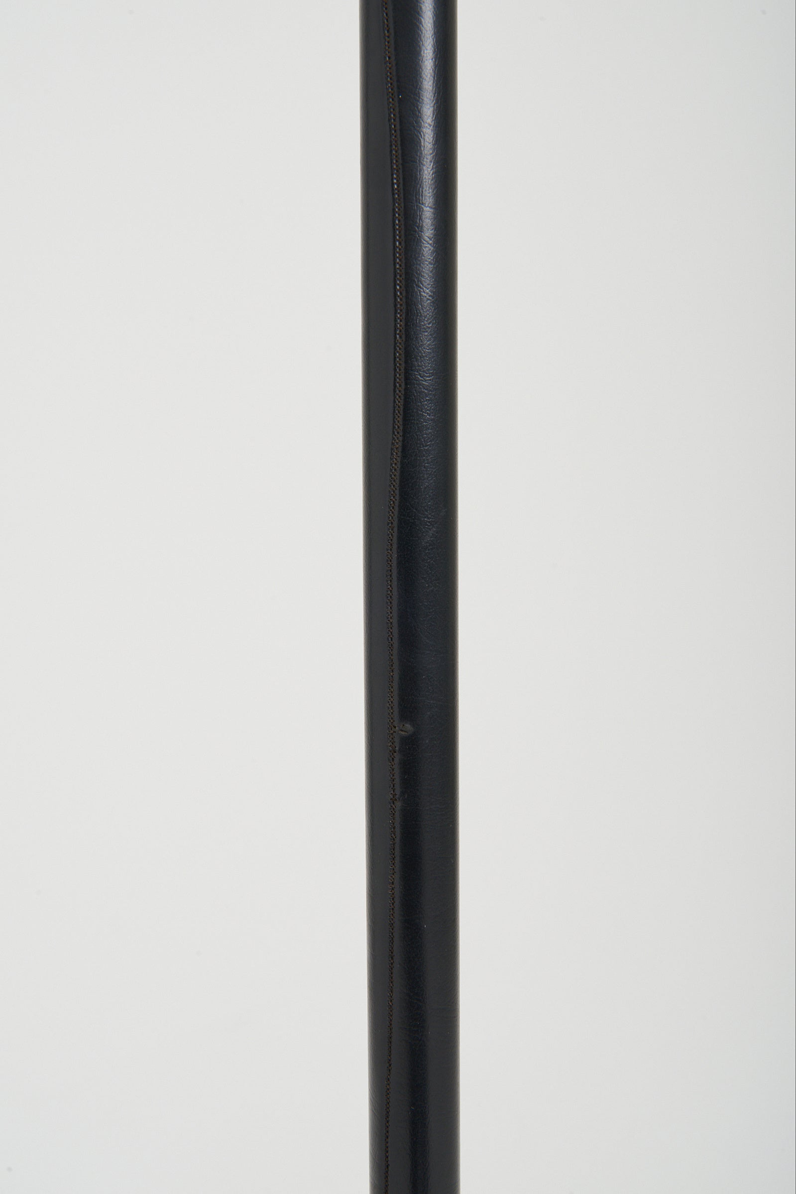Mid-Century Brass and Faux Black Leather Floor Lamp
