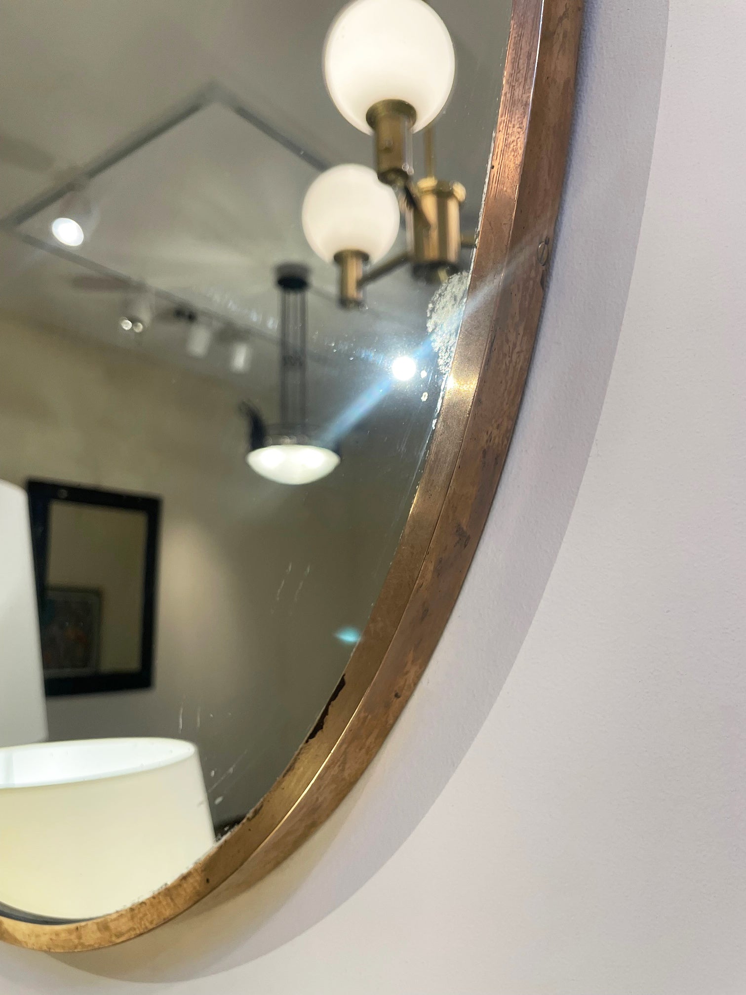 Pair of Midcentury Brass Shield Mirrors