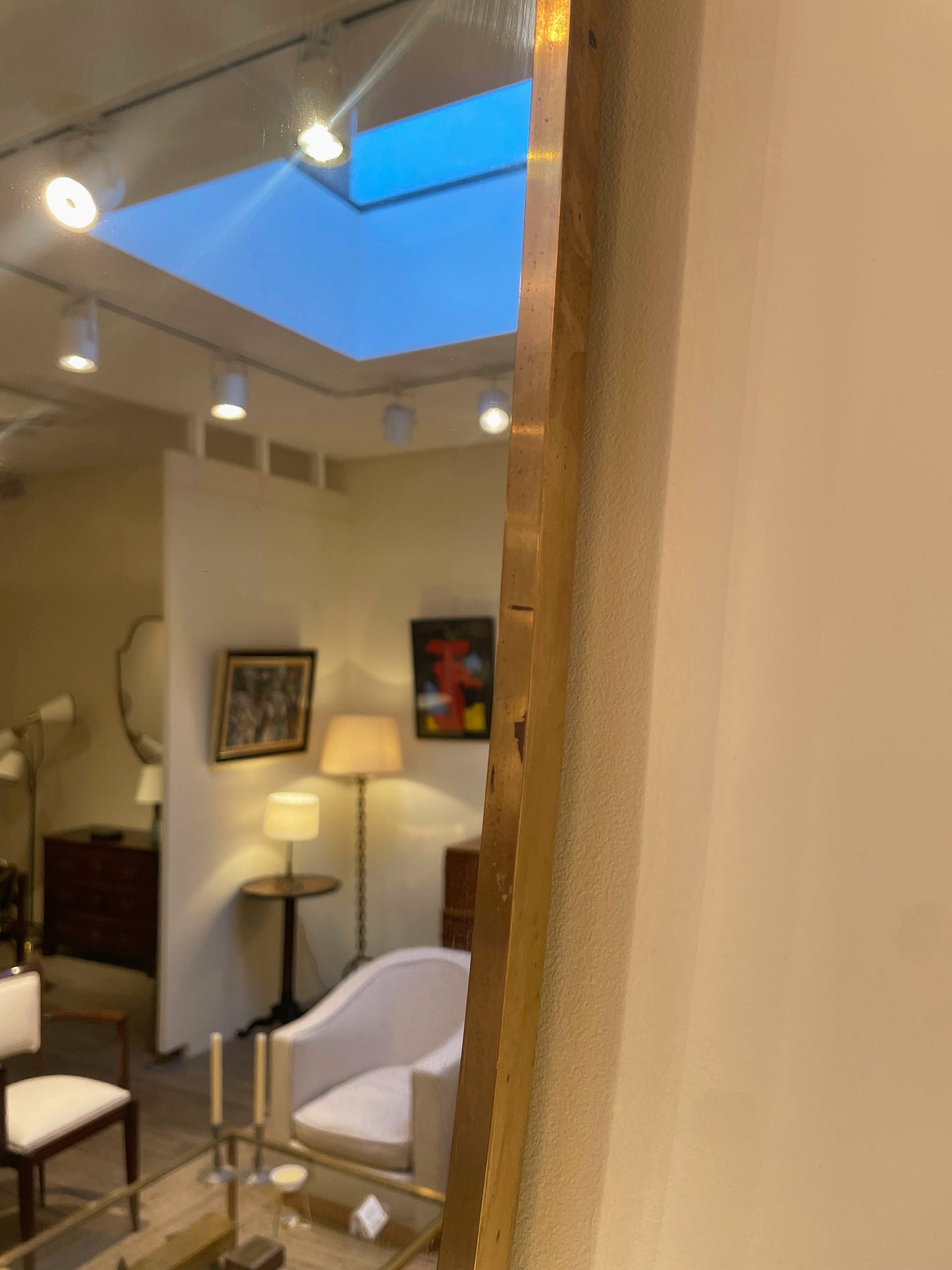Pair of Midcentury Brass Shield Mirrors
