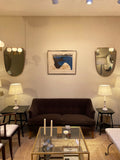 8436- Pair of Midcentury Brass Shield Mirrors