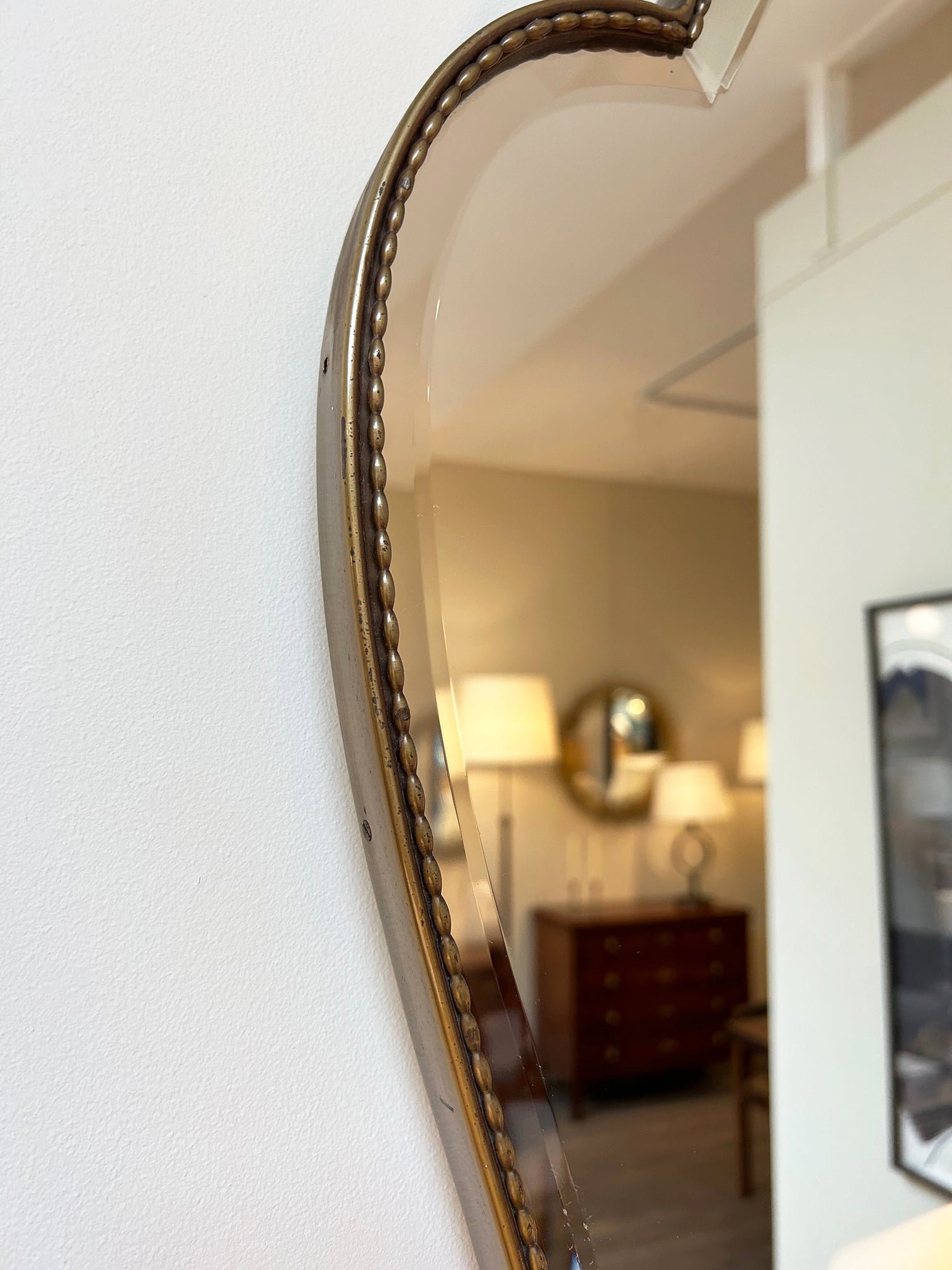 1950s Brass Shied Mirror