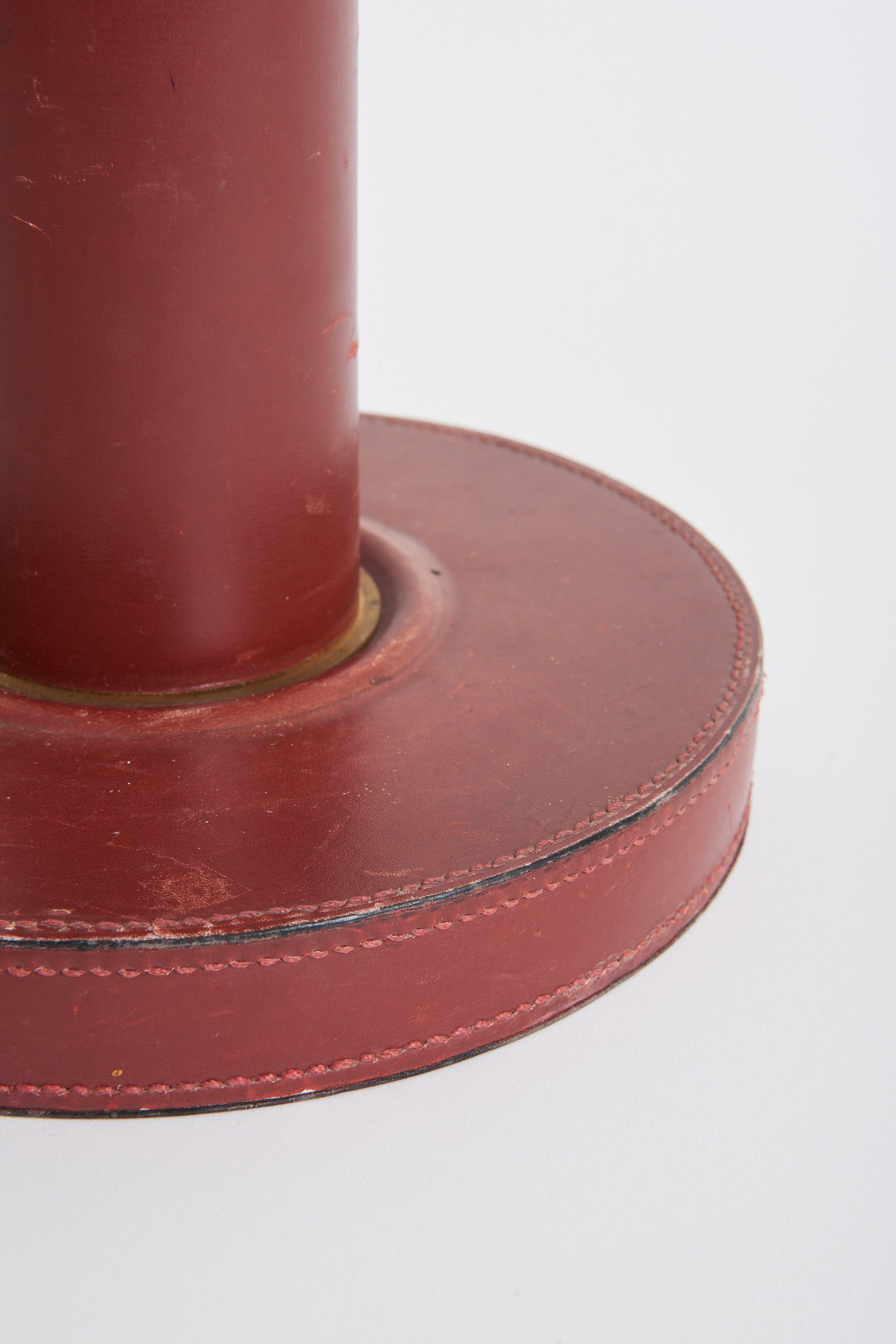 Art Deco Red Leather Table Lamp