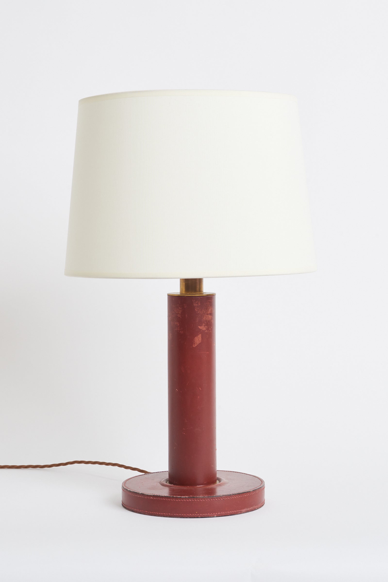 8448- Art Deco Red Leather Table Lamp