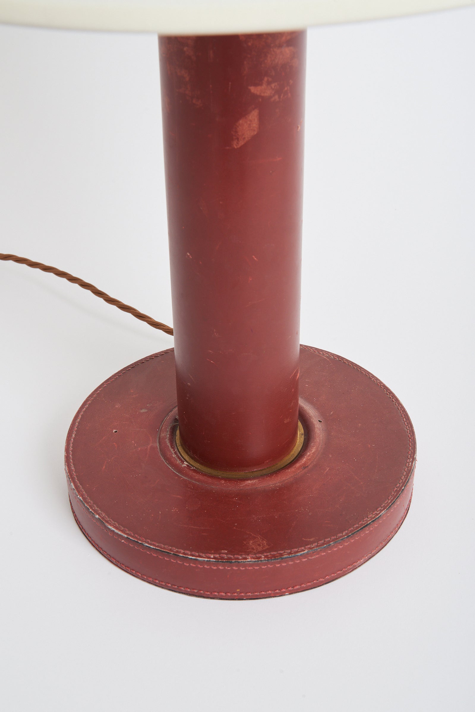 Art Deco Red Leather Table Lamp