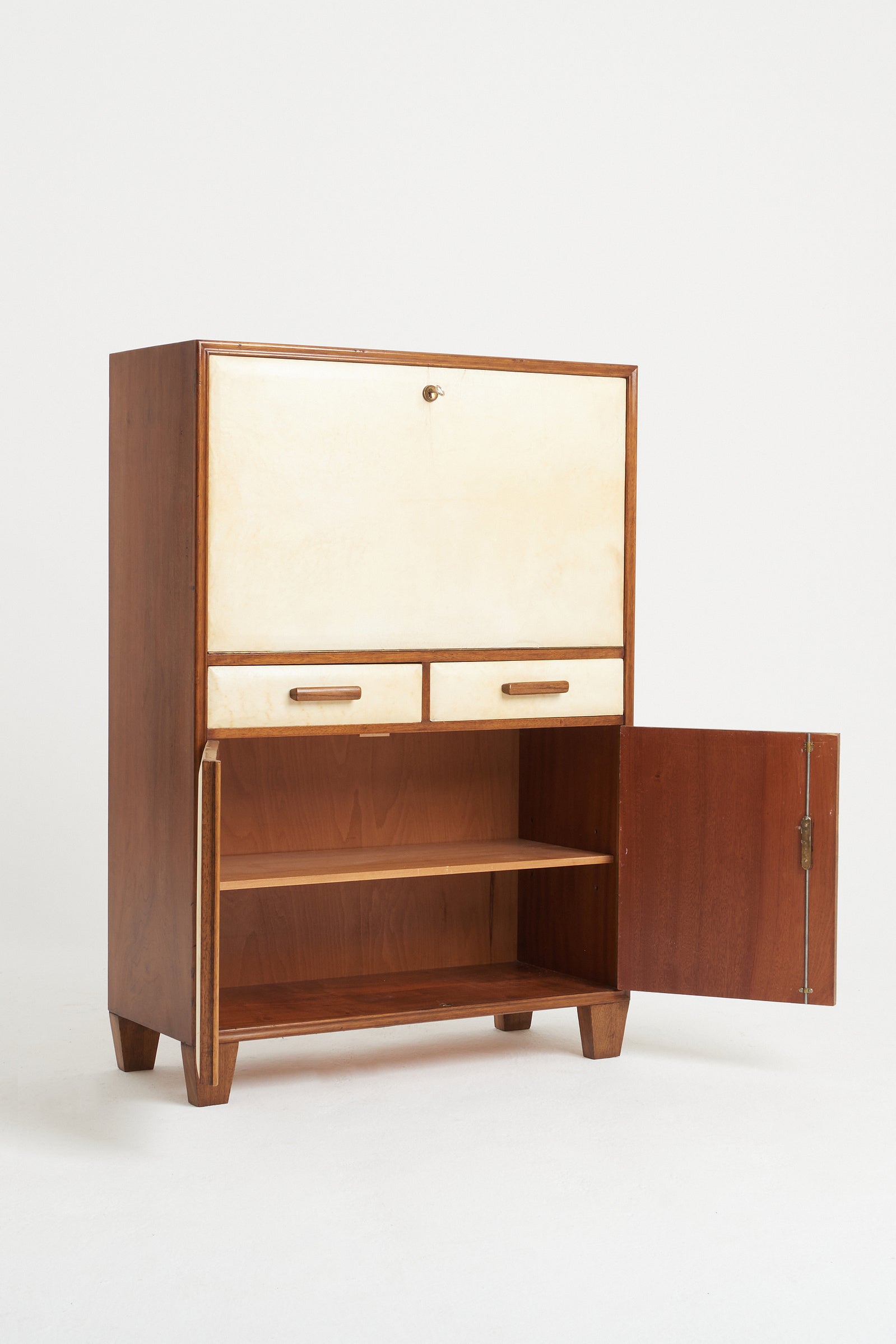 Walnut and Velum Cabinet