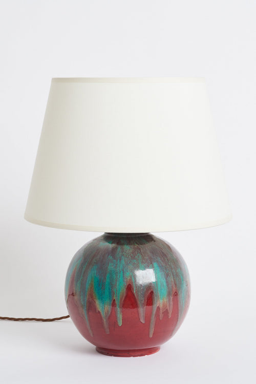 8456- Art Deco Red Ceramic Table lamp by Félix Gete for CAB