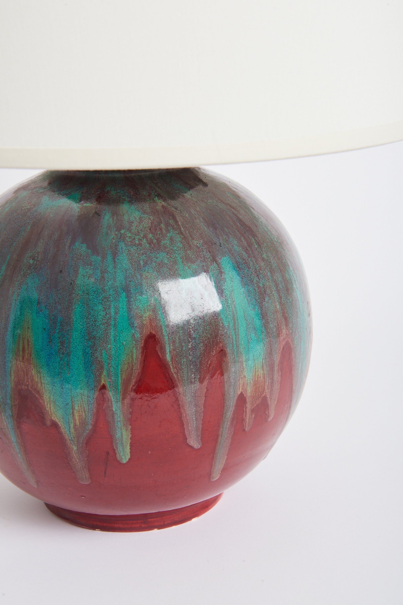 Art Deco Red Ceramic Table lamp by Félix Gete for CAB