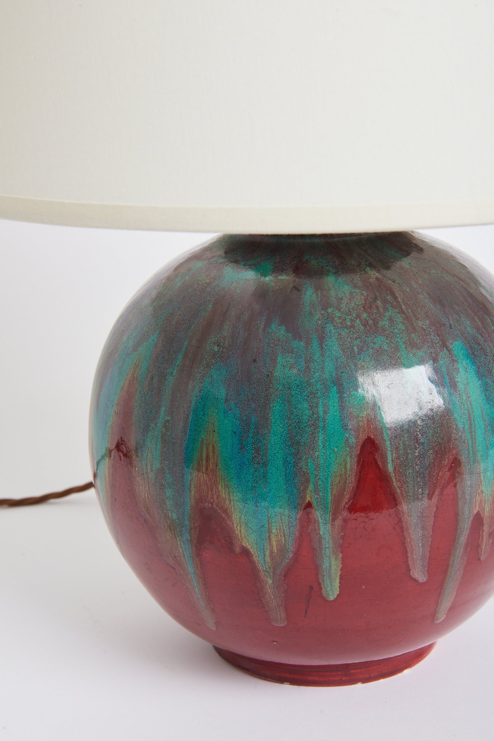 Art Deco Red Ceramic Table lamp by Félix Gete for CAB
