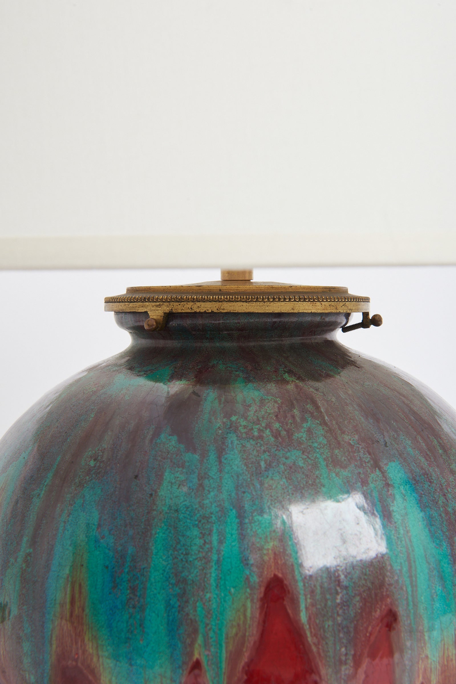 Art Deco Red Ceramic Table lamp by Félix Gete for CAB