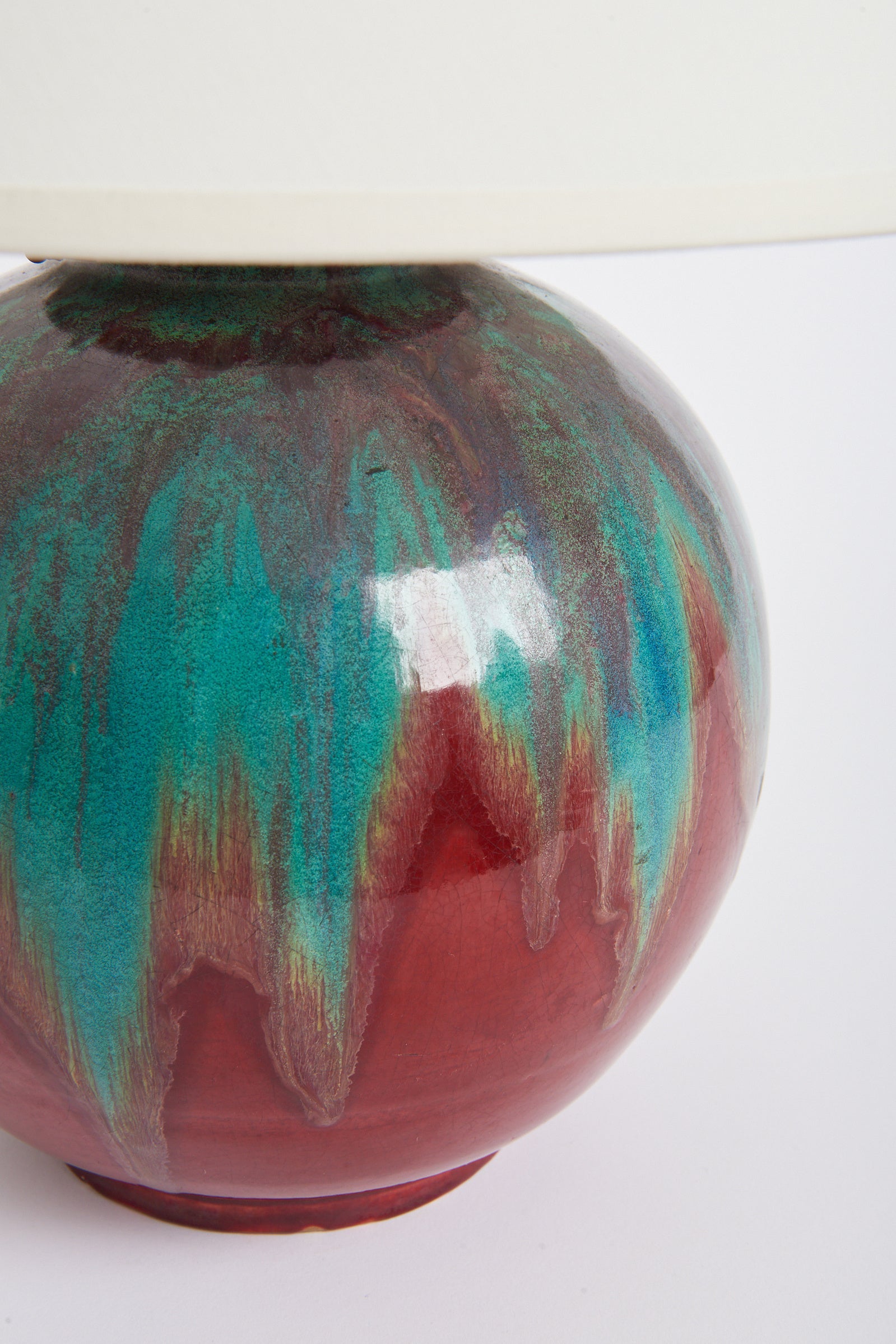Art Deco Red Ceramic Table lamp by Félix Gete for CAB