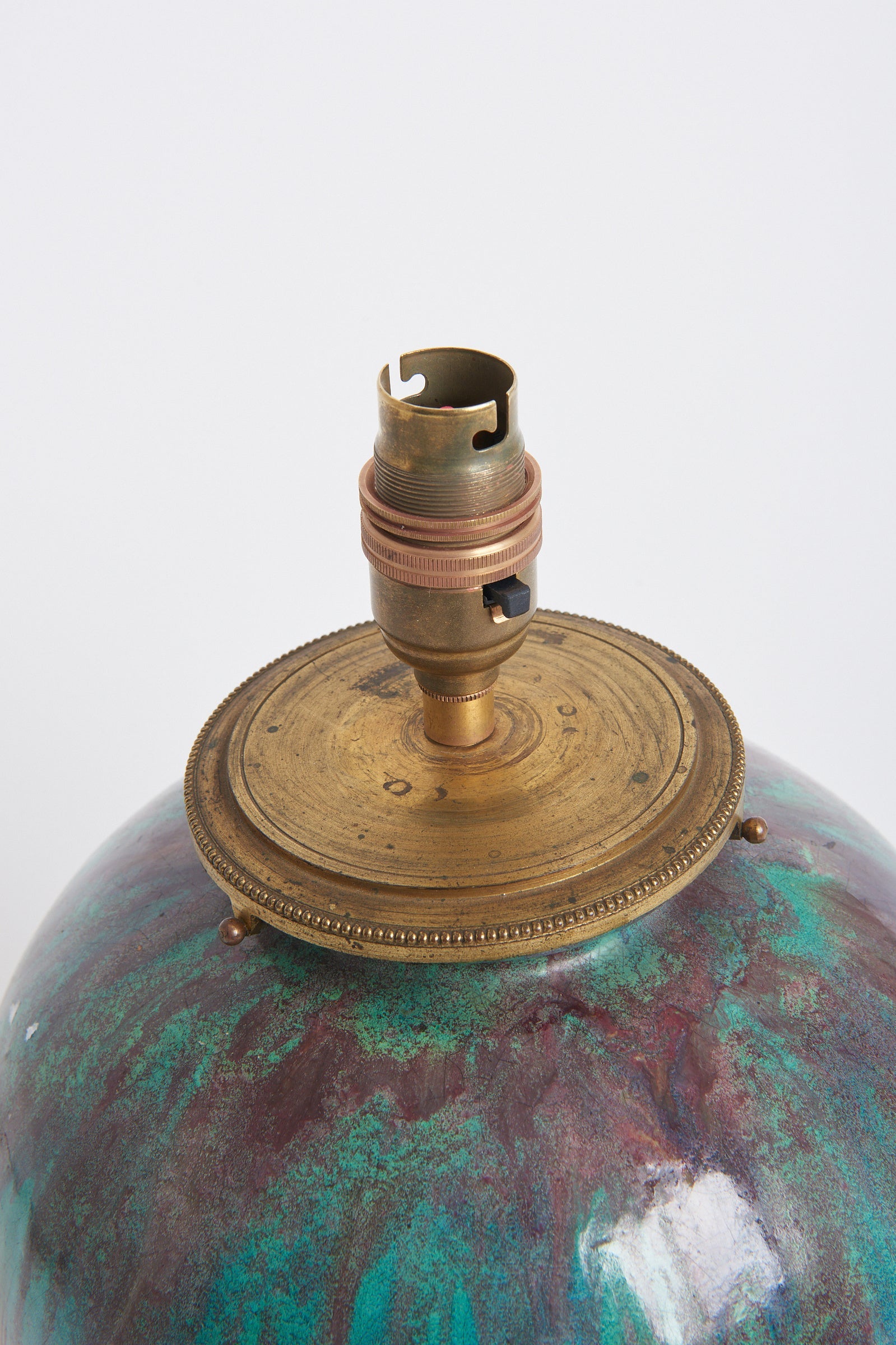 Art Deco Red Ceramic Table lamp by Félix Gete for CAB