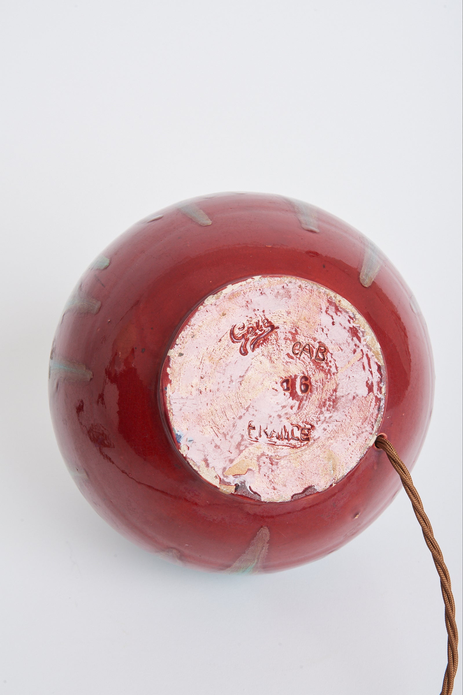 Art Deco Red Ceramic Table lamp by Félix Gete for CAB