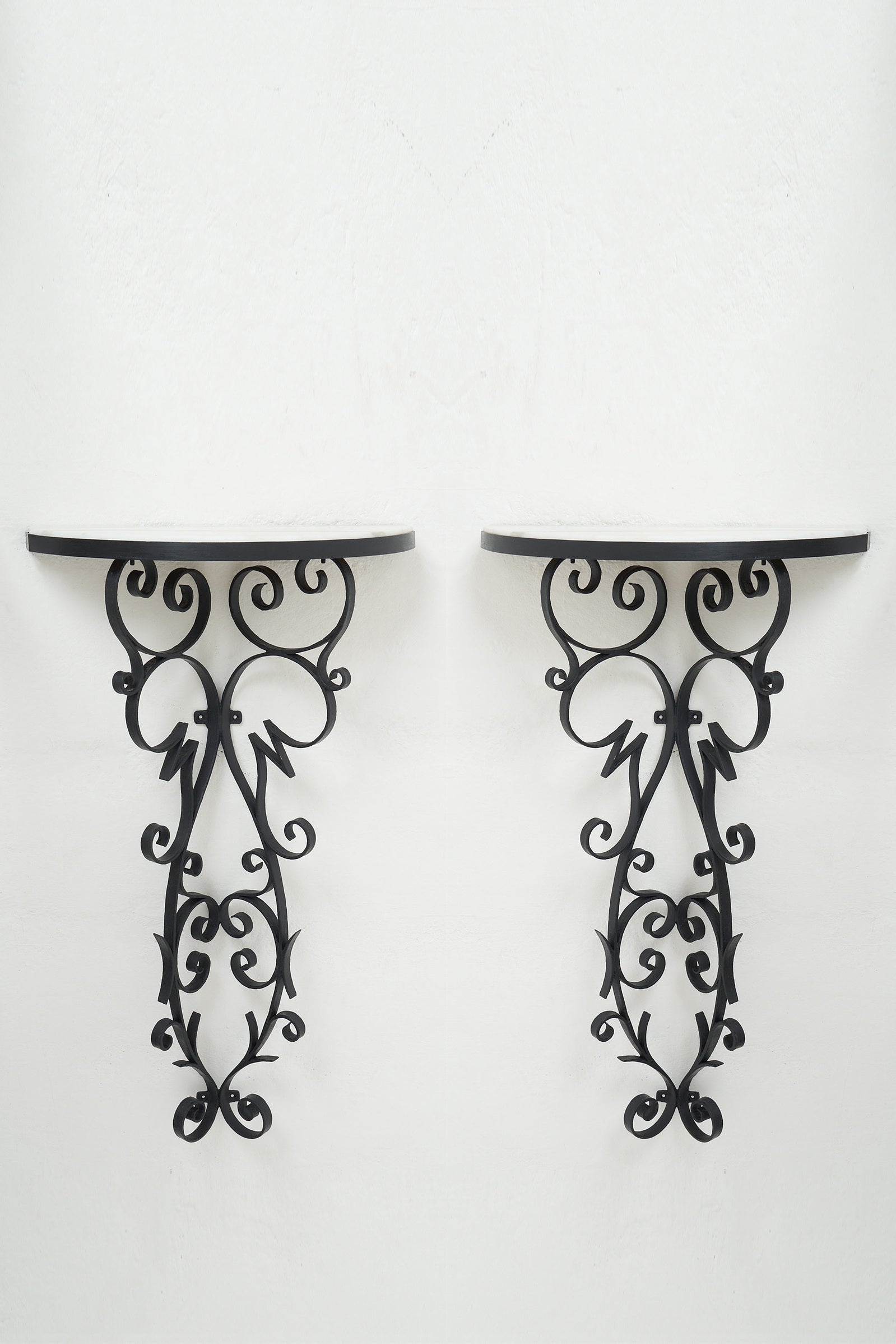 8457- Pair of Wrought Iron Console Tables