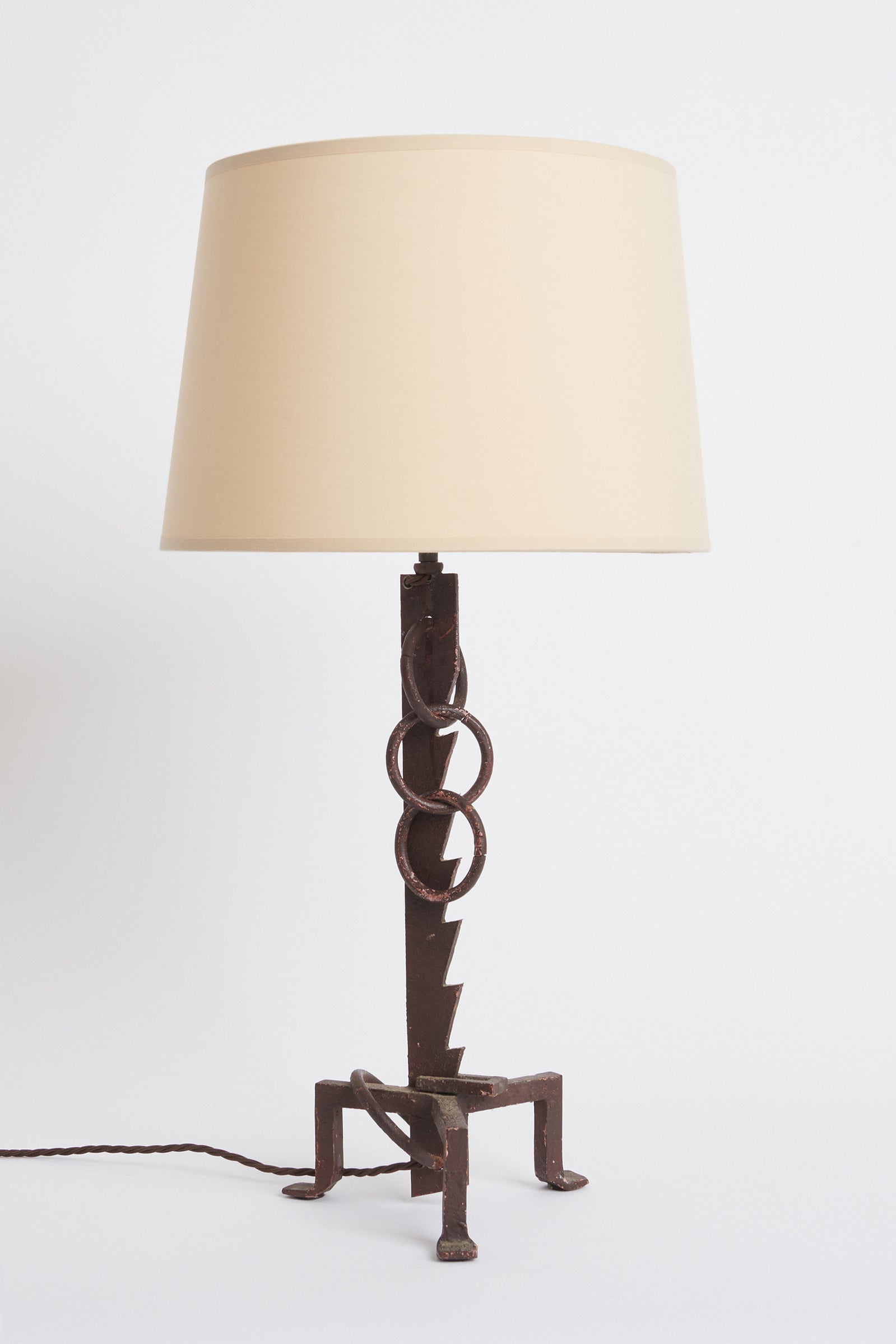 8467- Brutalist Forged Iron Table Lamp