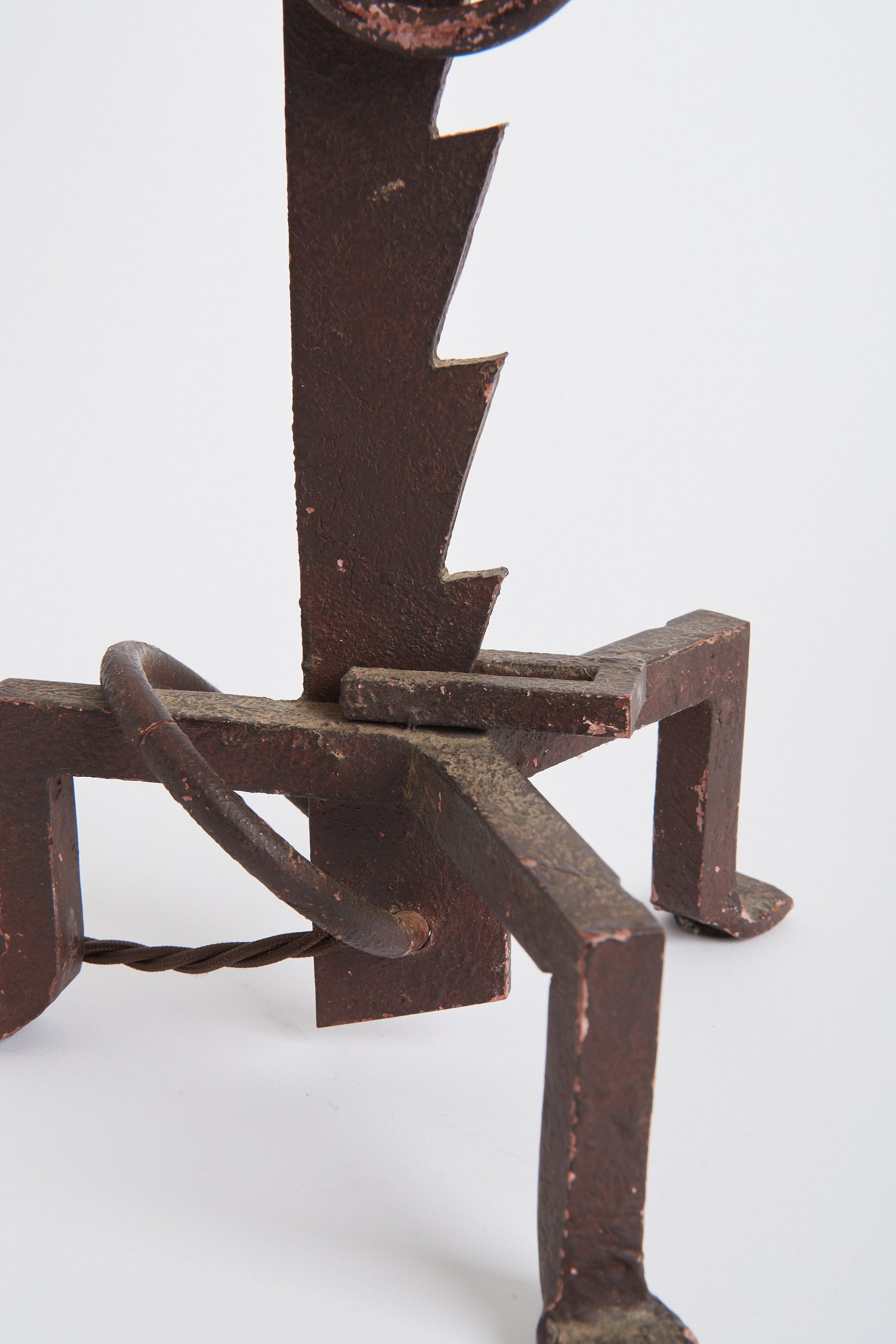 Brutalist Forged Iron Table Lamp