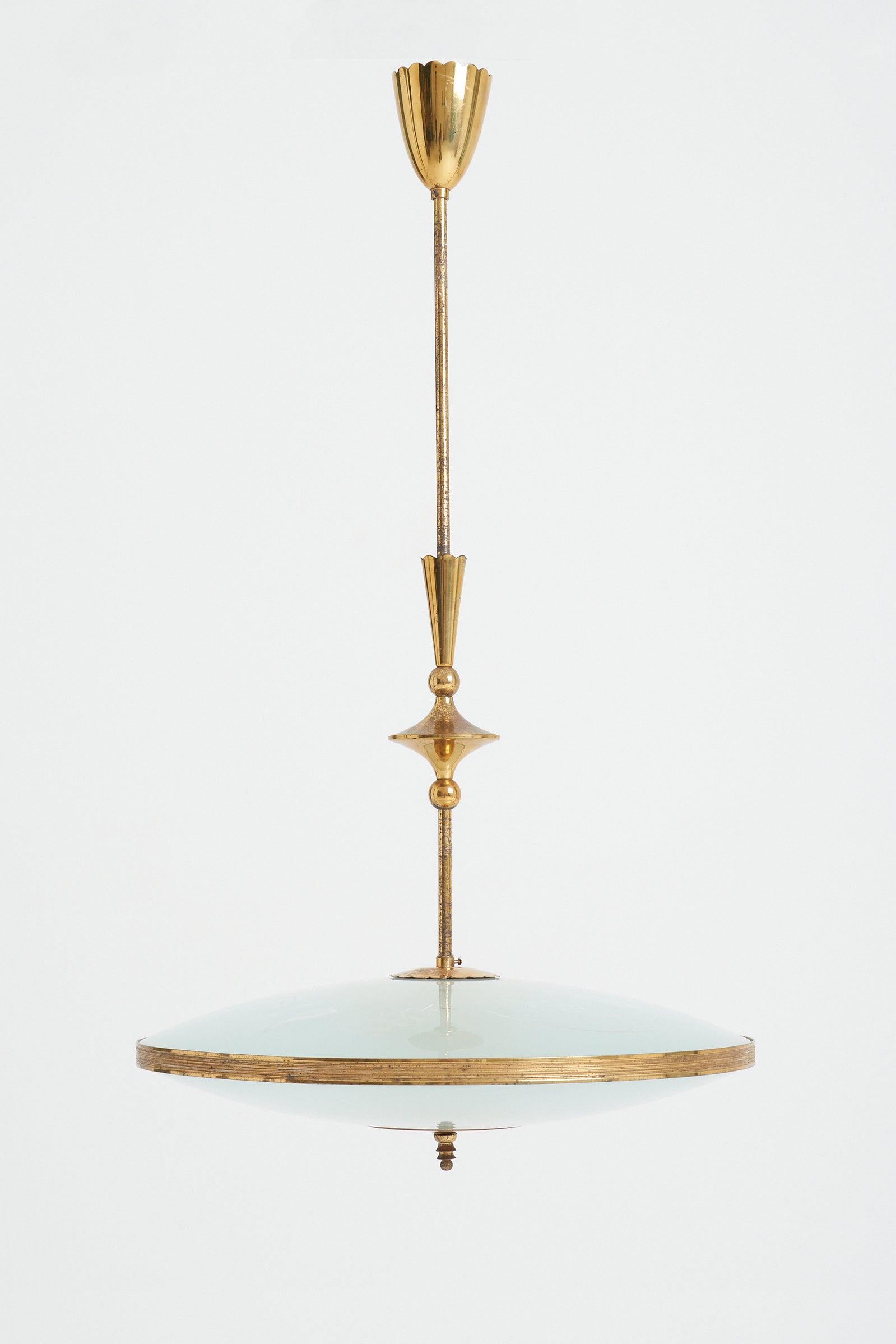 Brass and Glass Ceiling Light by Pietro Chiesa