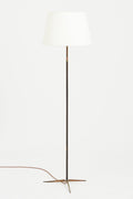 8480- Brass and Black Leather Floor Lamp