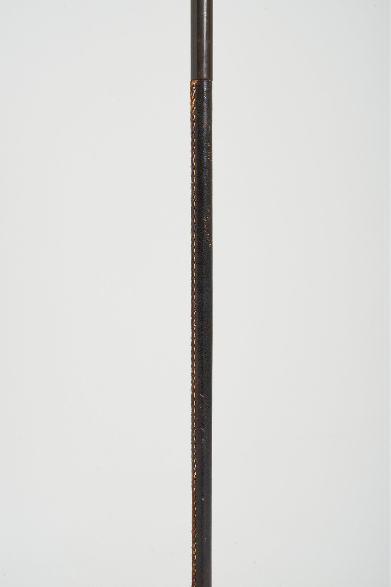 Brass and Black Leather Floor Lamp