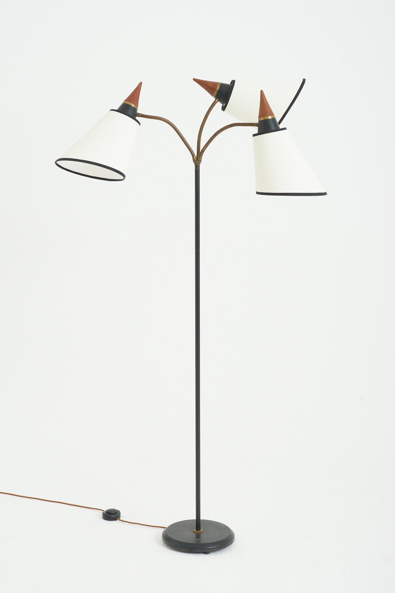 8505- Brass Three-Armed Reading Floor lamp