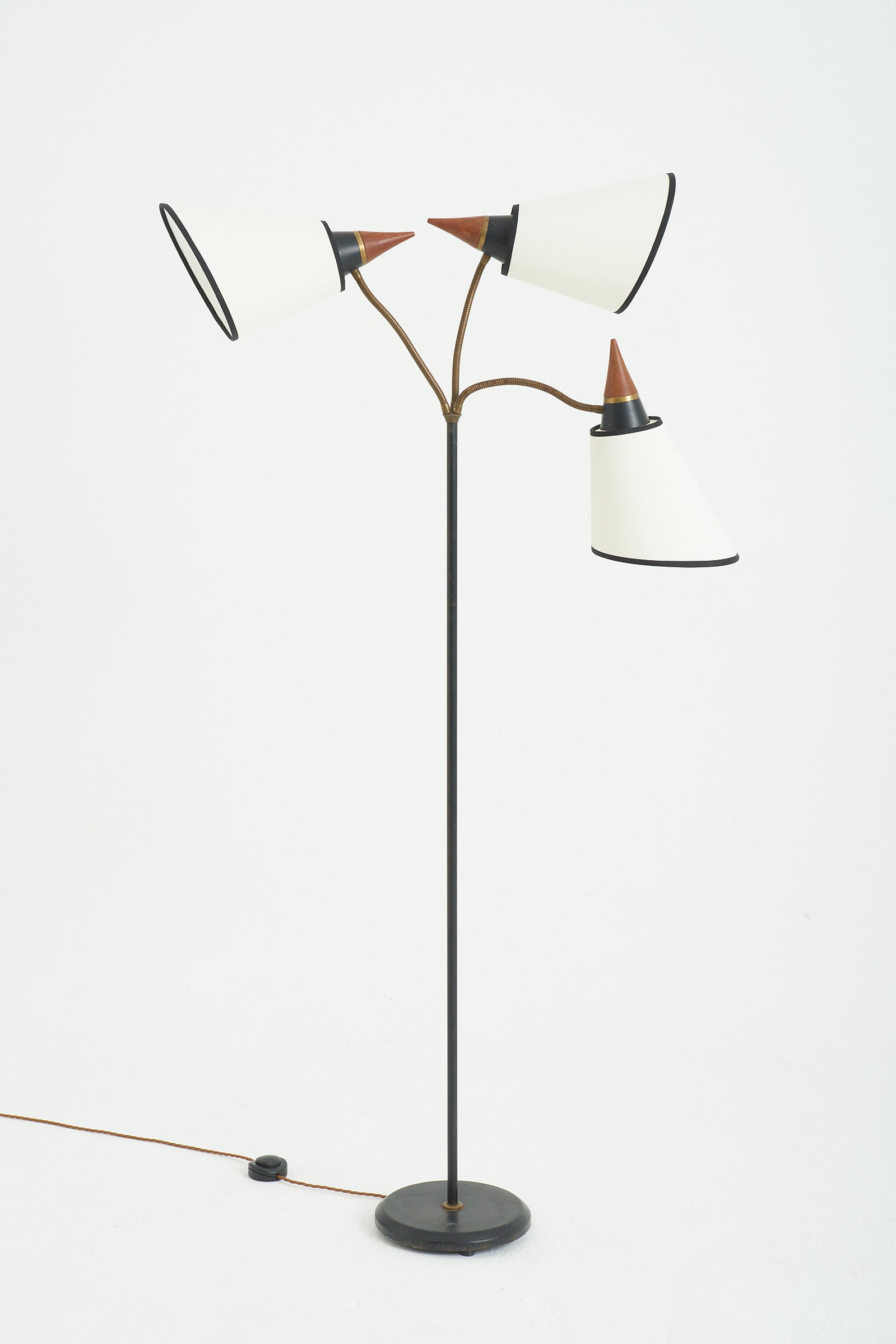 Brass Three-Armed Reading Floor lamp