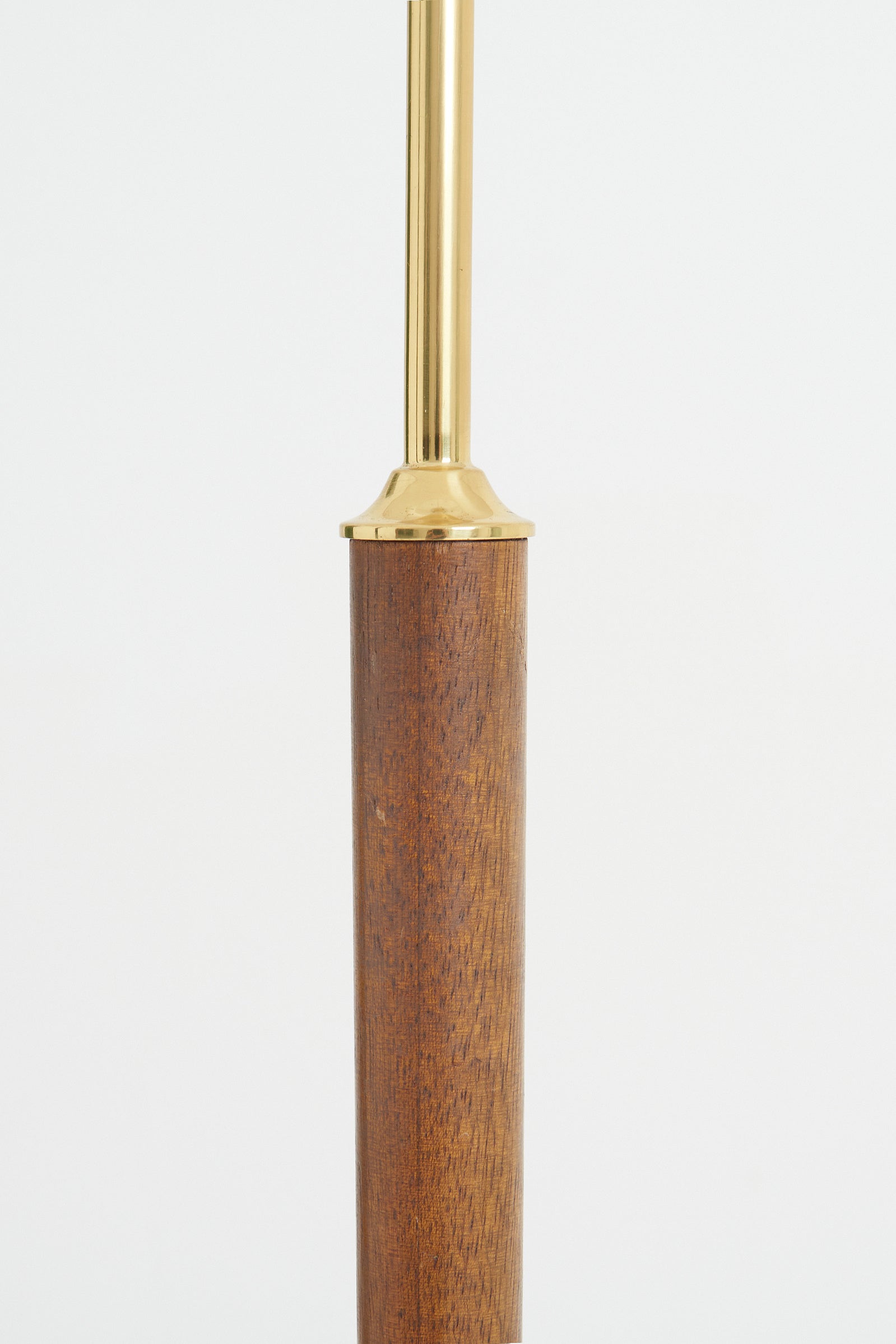 Pair of Brass and Walnut Floor Lamps