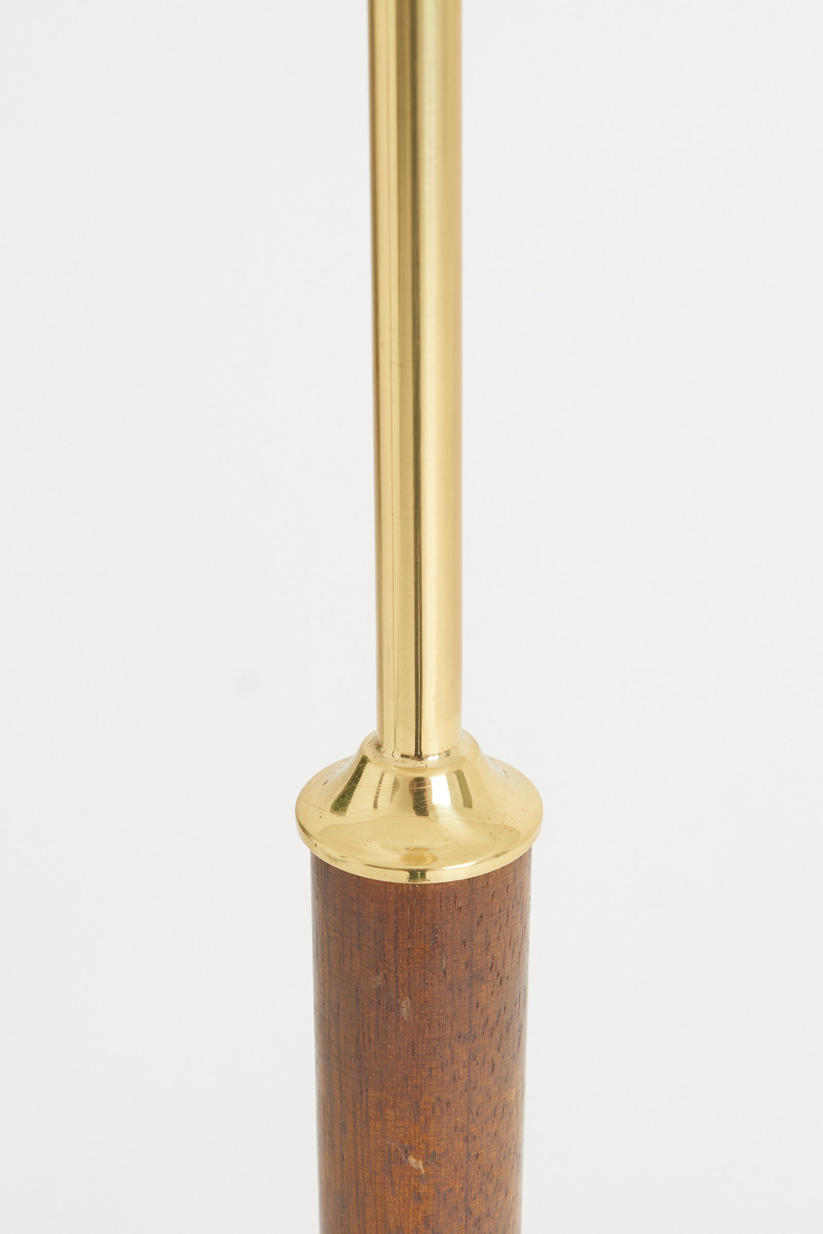 Pair of Brass and Walnut Floor Lamps