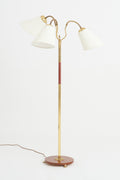 8515- Brass and Mahogany 3-Arm Floor Lamp