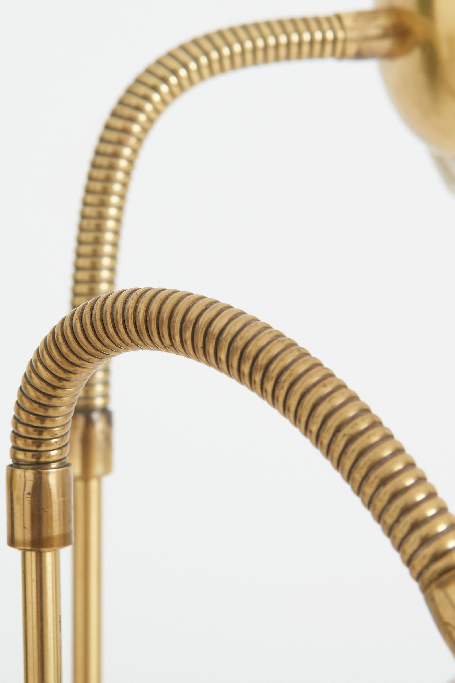 Brass and Mahogany Three Armed Floor Lamp